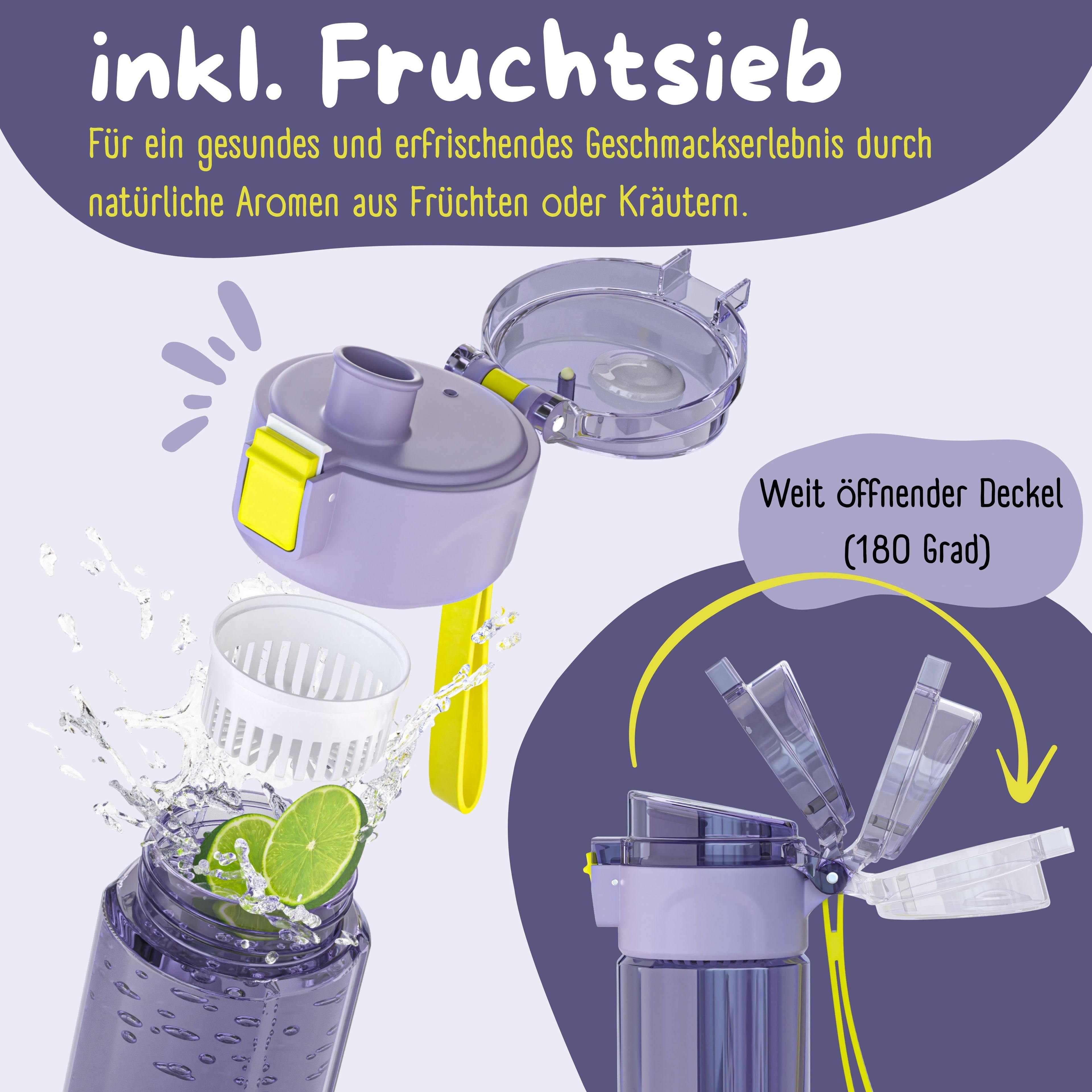 Trinkflasche Kinder, 500ml, leichte Wasserflasche - Einhorn