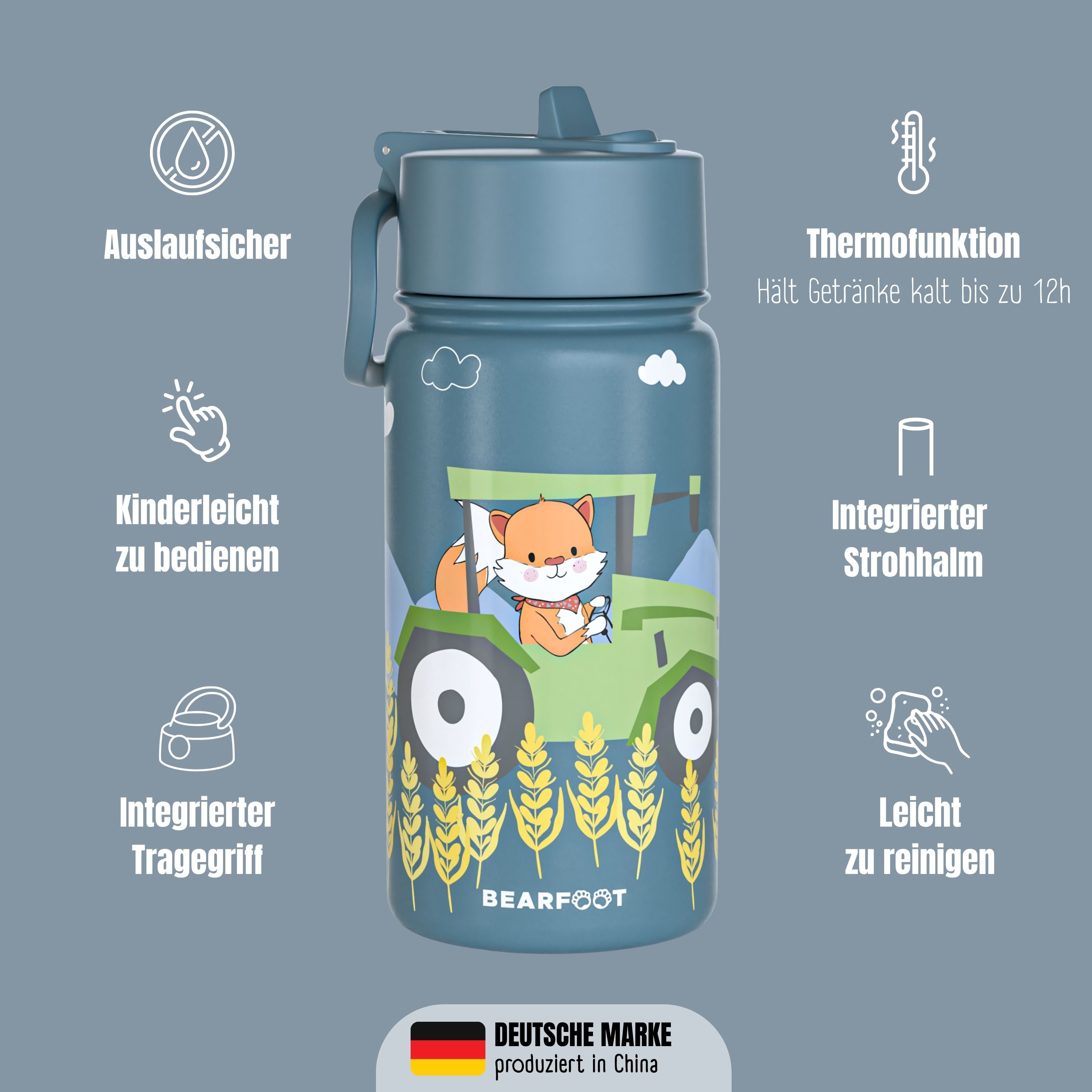 Gourde thermo enfant inox - tracteur