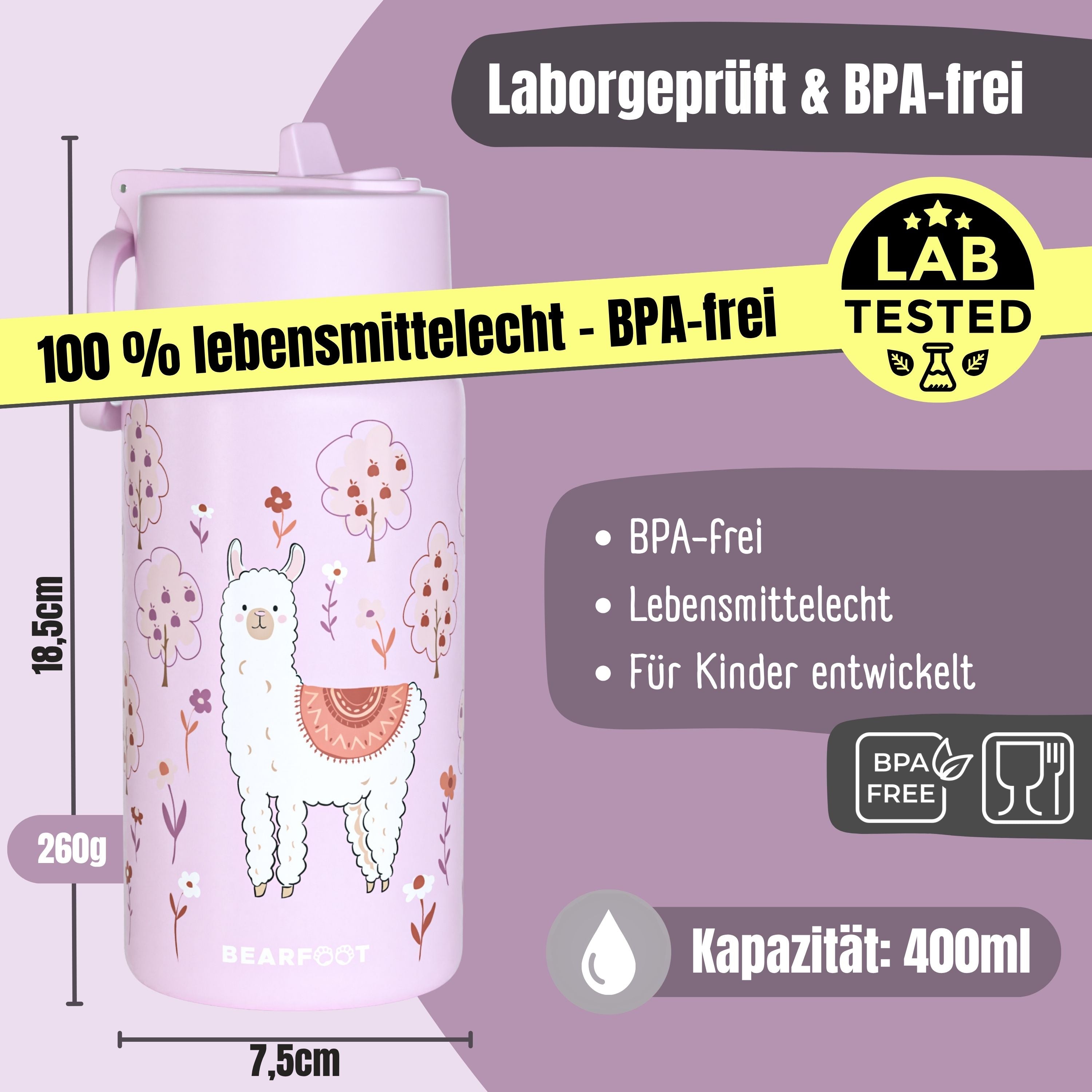Botella térmica para niños de acero inoxidable - llama violeta