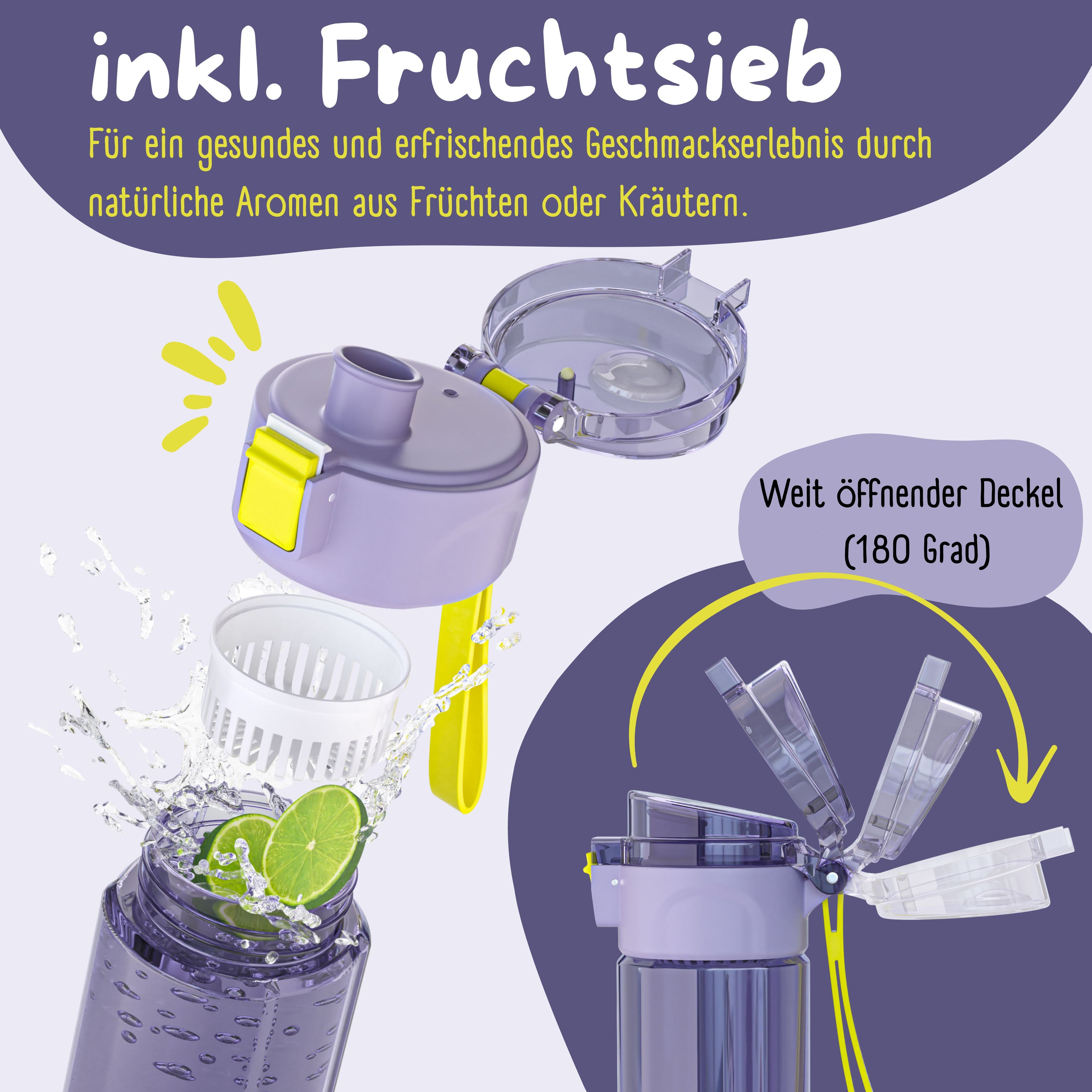 Gourde enfant, 500ml, claire - logo violet