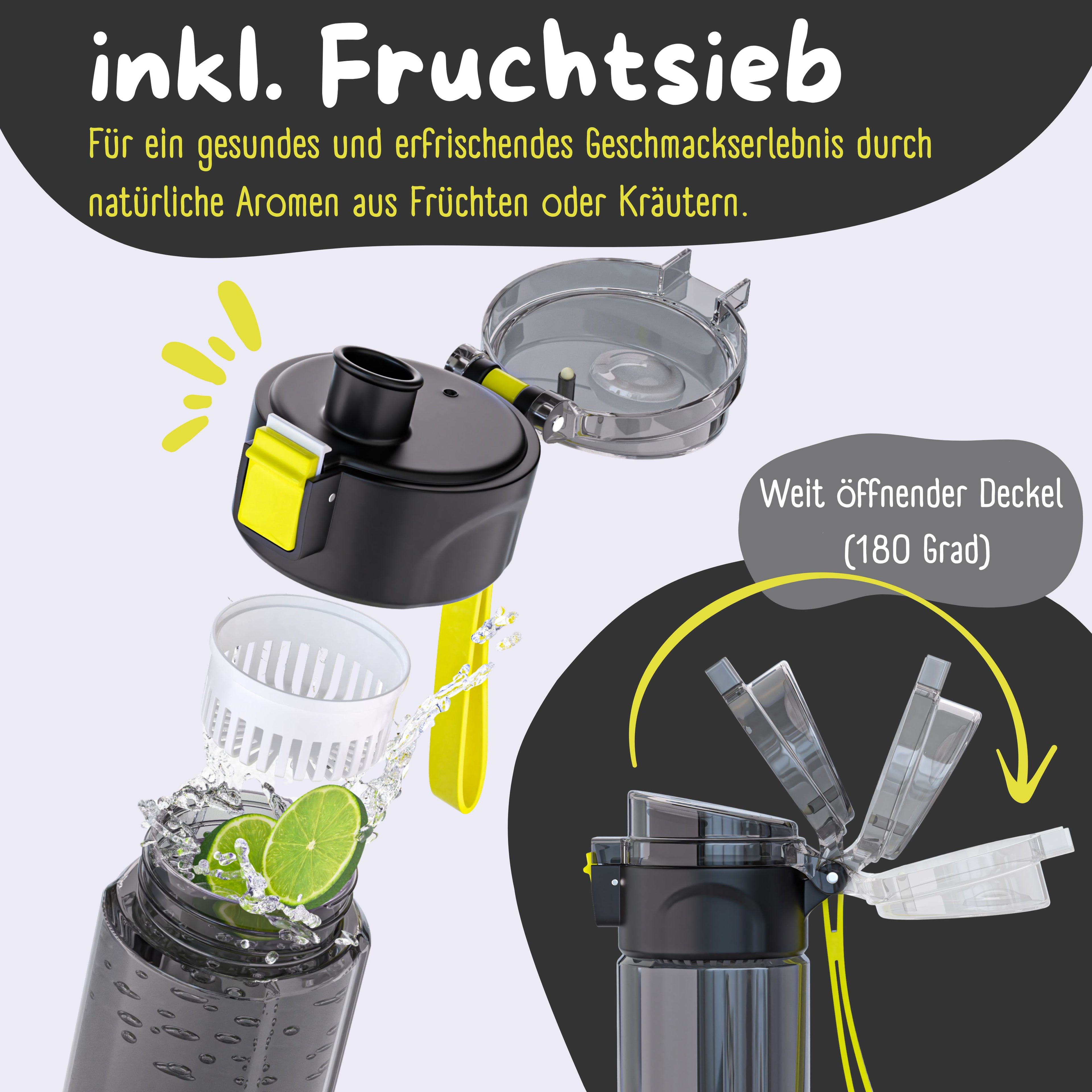 Gourde enfant, 500ml, légère - dinosaures noirs