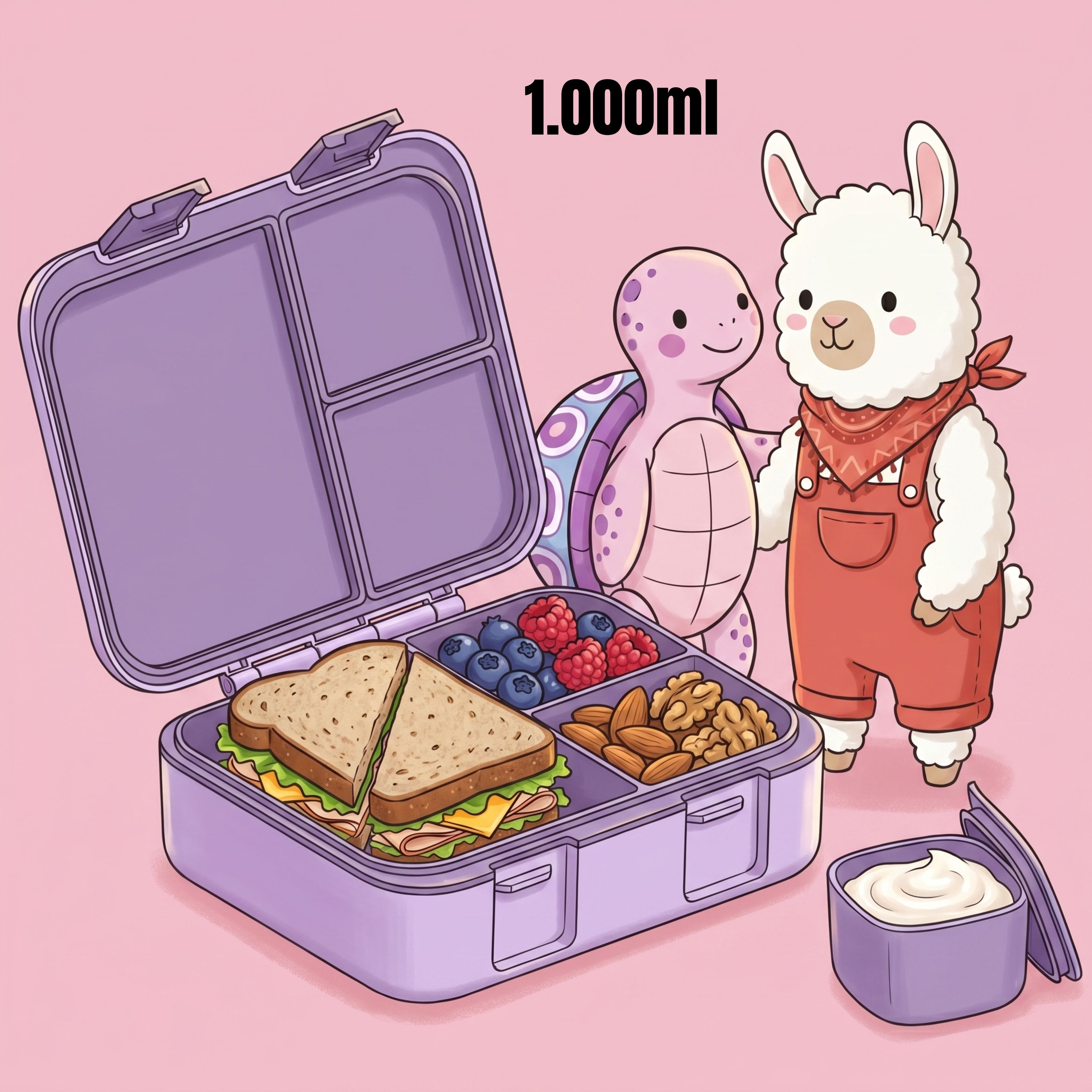 Brotdose mit Fächern, auslaufsicher - Meerjungfrau lila
