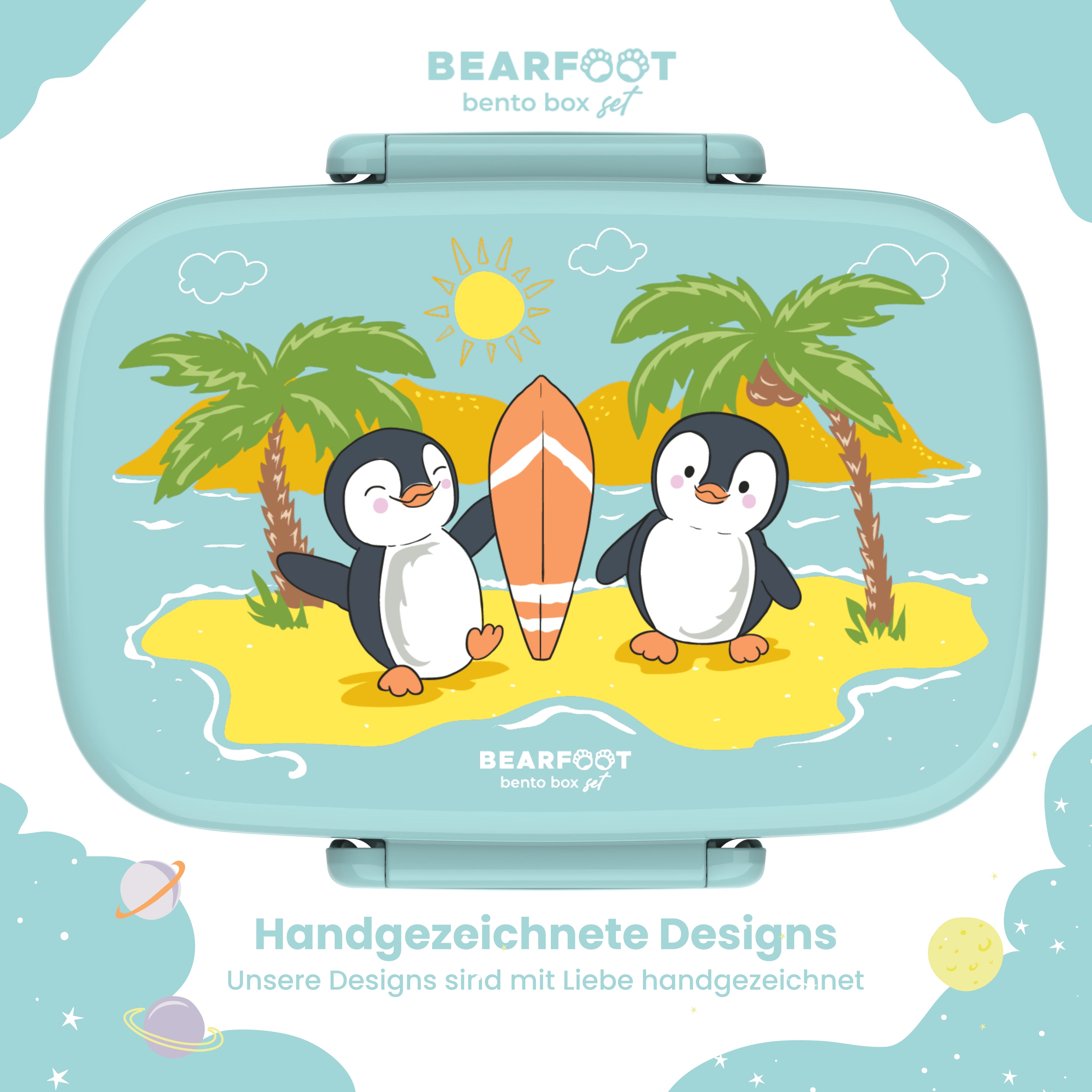 Brotdose Kinder mit Fächern, leicht & auslaufsicher- Pinguin