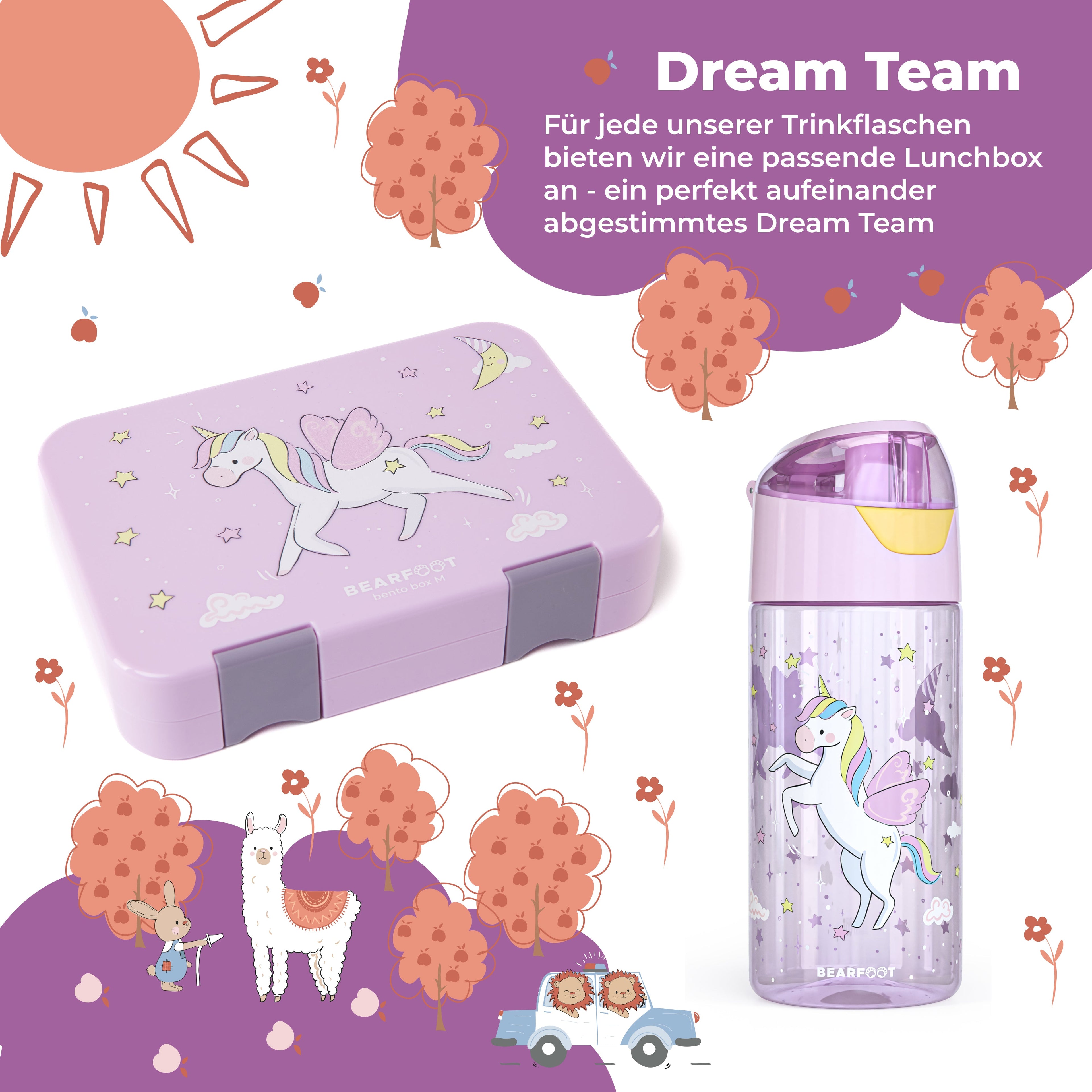 Unicorn Bundle - Bento Box M & Drinking Bottle 450ml