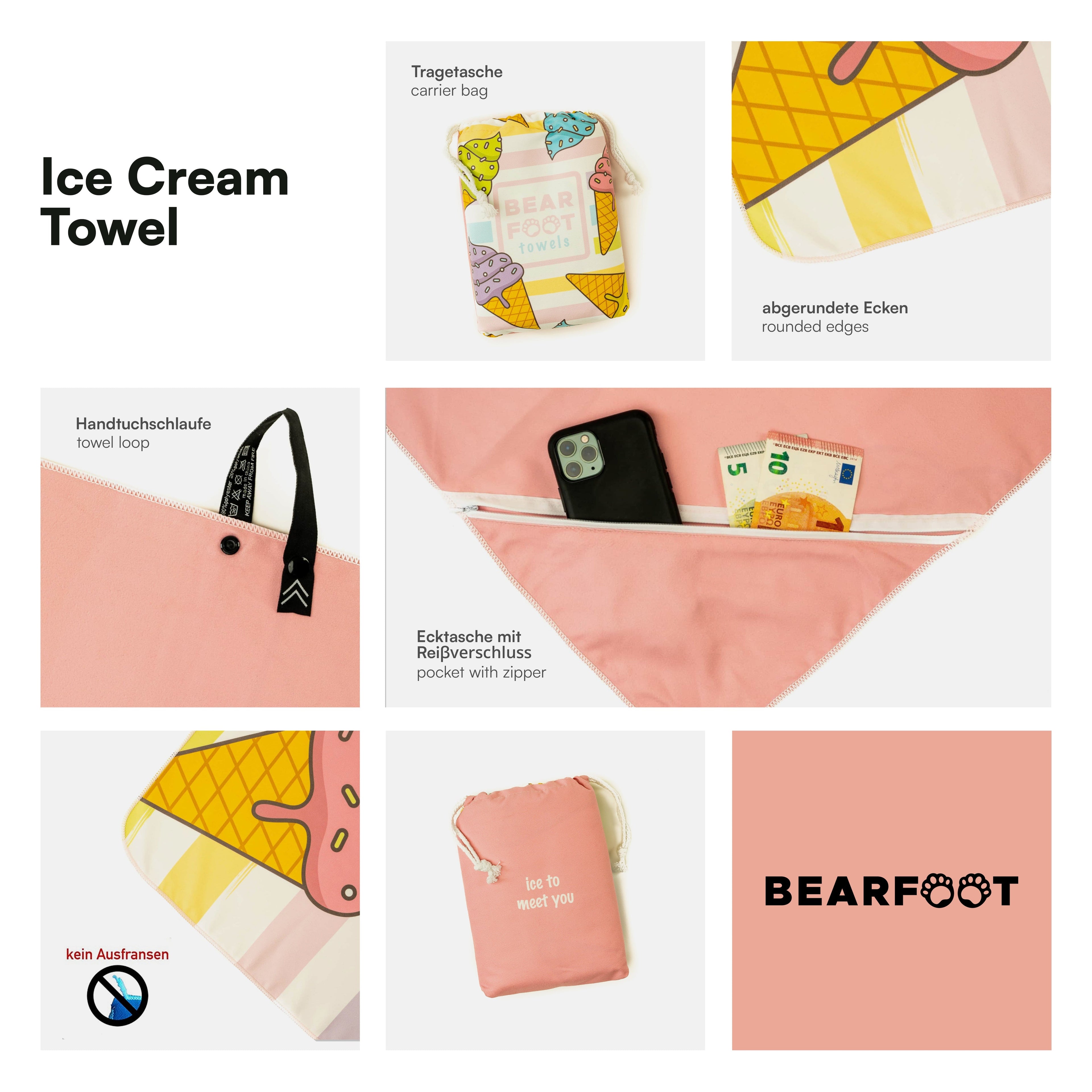 Serviette de Plage Crème Glacée - Microfibre