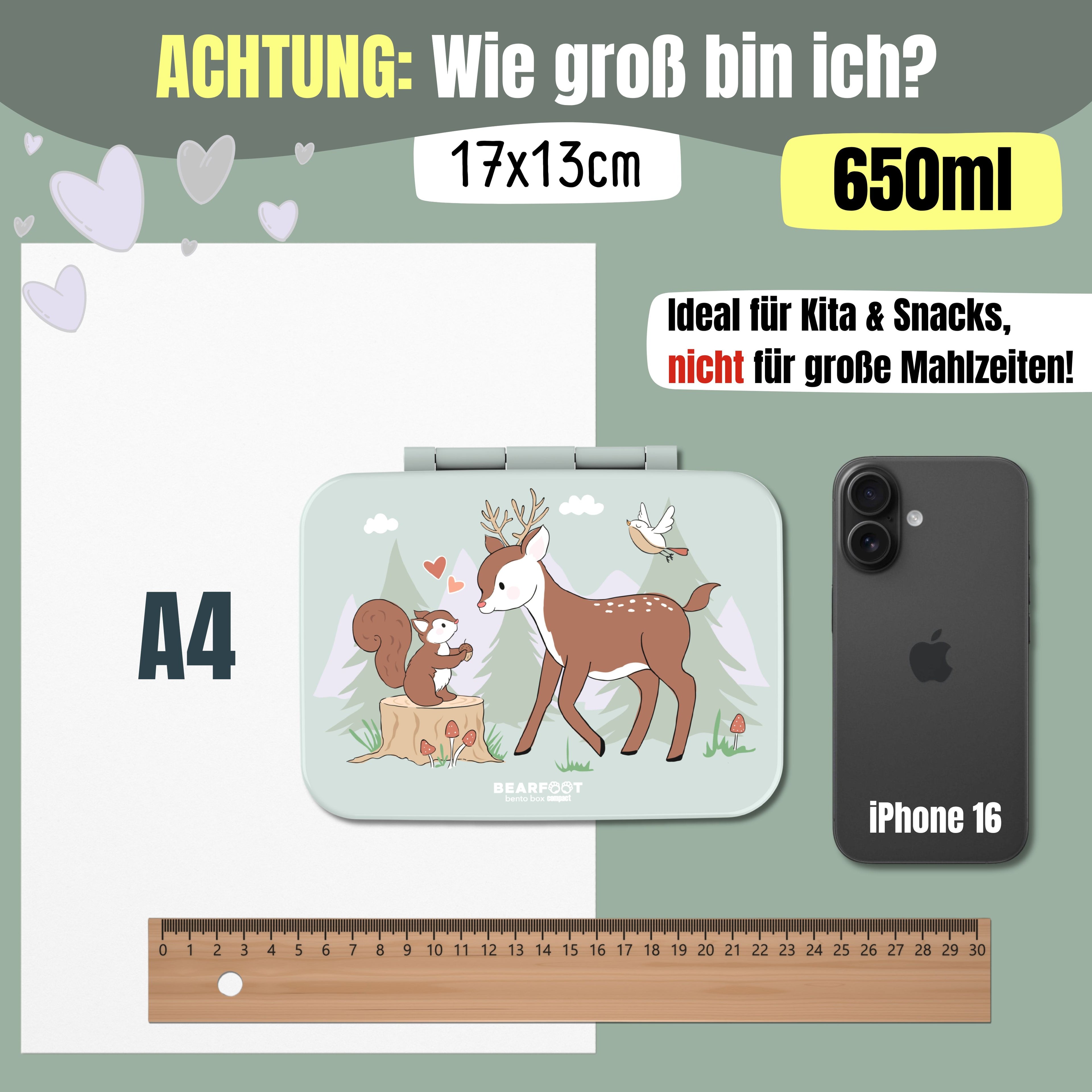 Brotdose mit Fächern, leicht & auslaufsicher - Reh Salbei