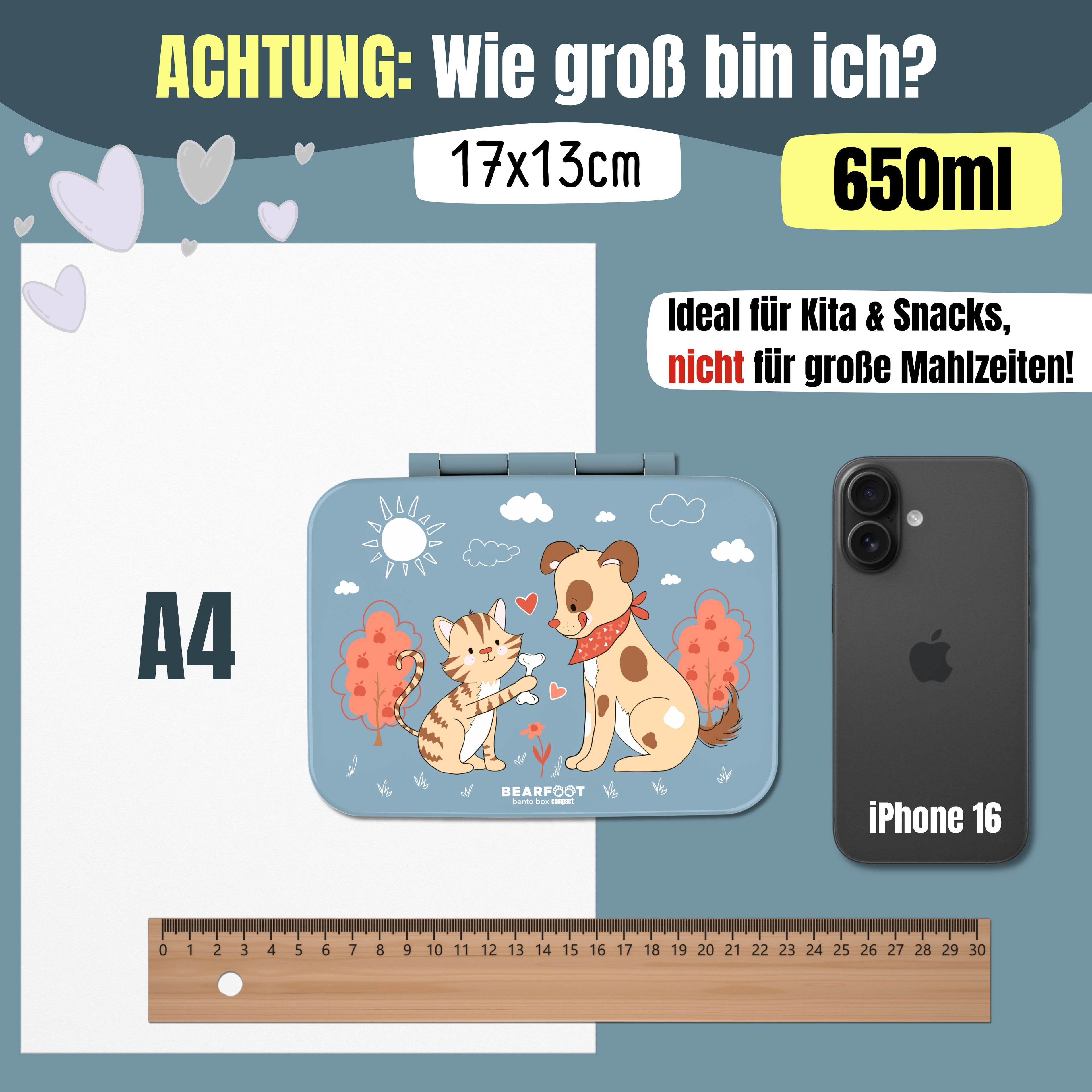 Brotdose mit Fächern, leicht & auslaufsicher - Hund & Katze