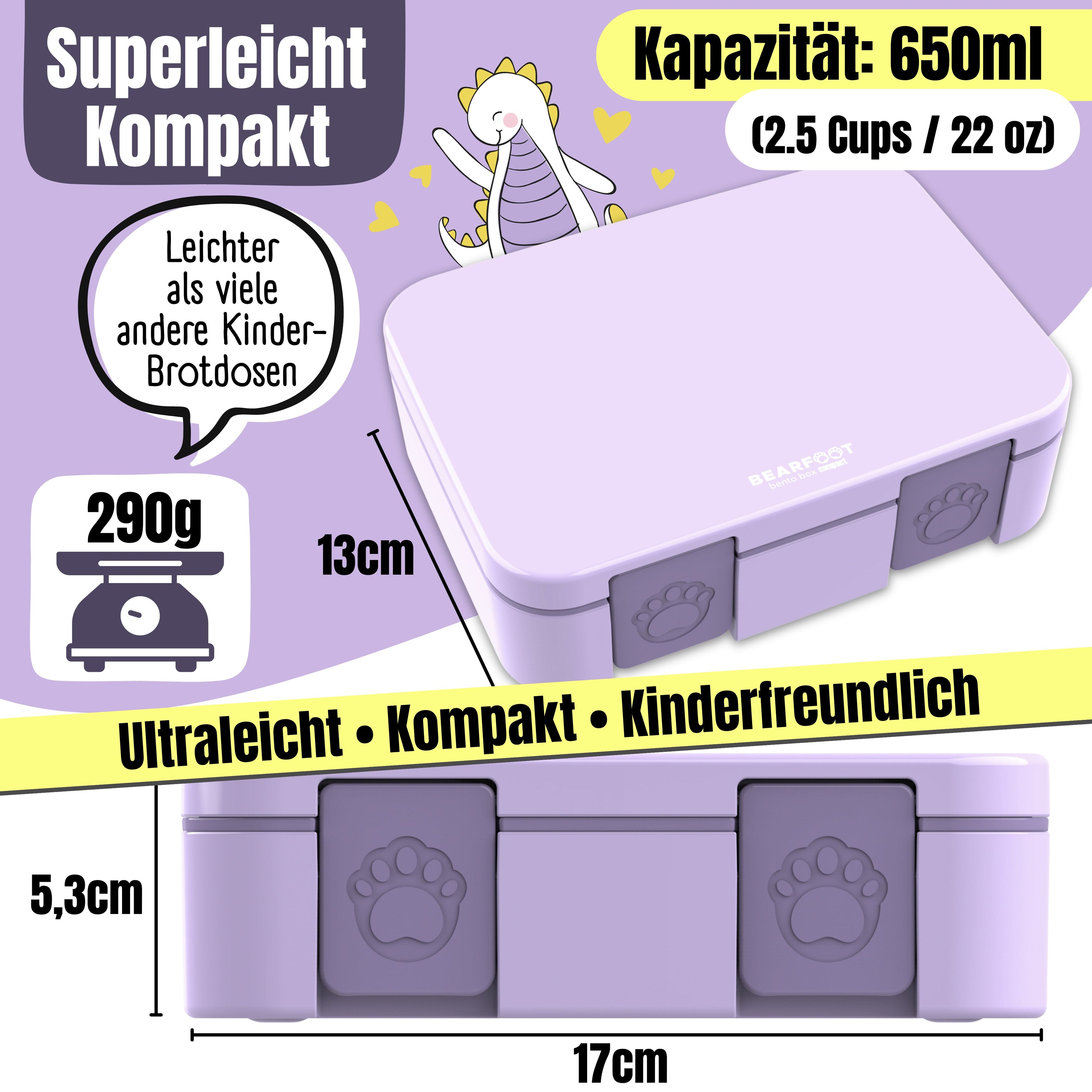 Brotdose mit Fächern, leicht & auslaufsicher - lila
