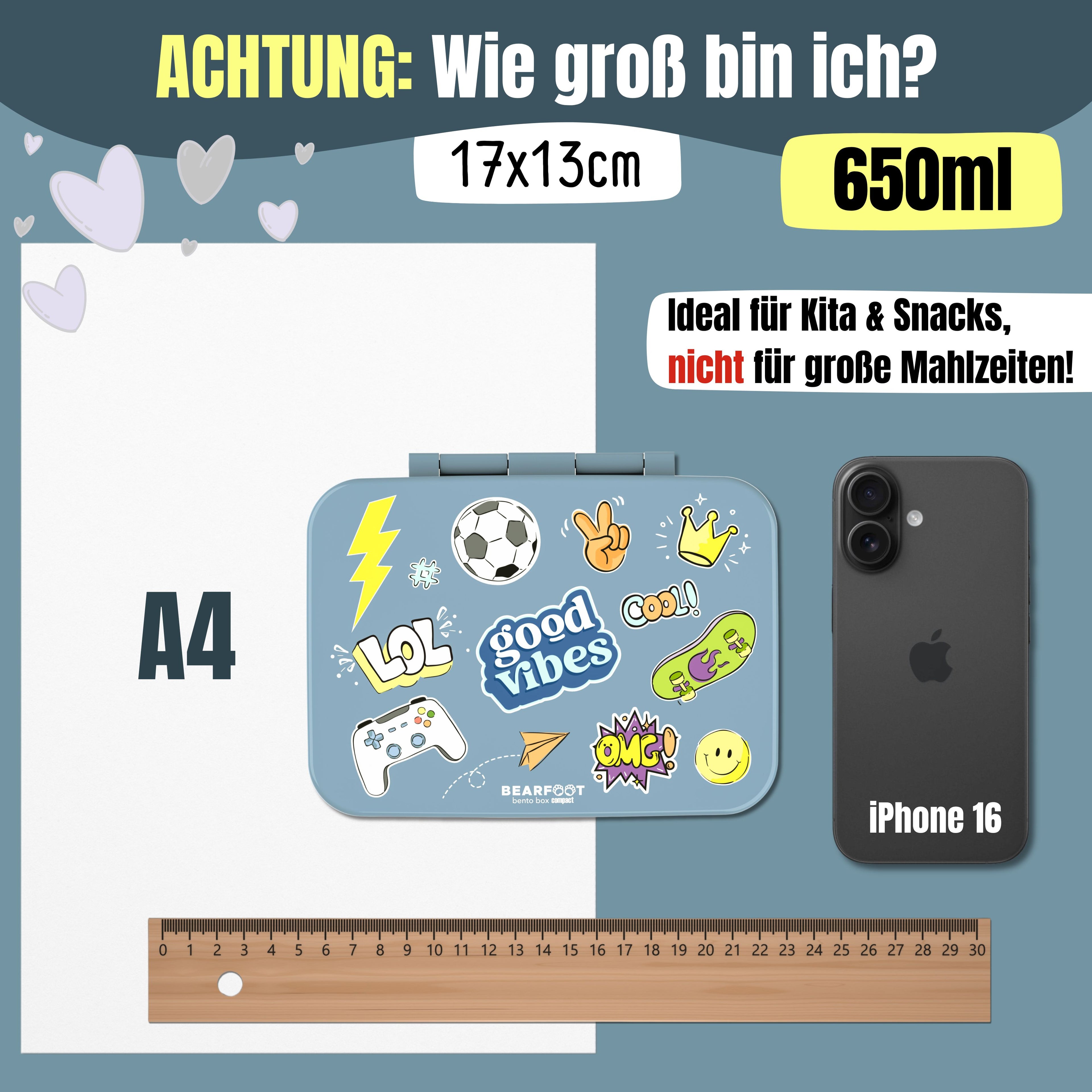 Brotdose mit Fächern, leicht & auslaufsicher - Sticker blau
