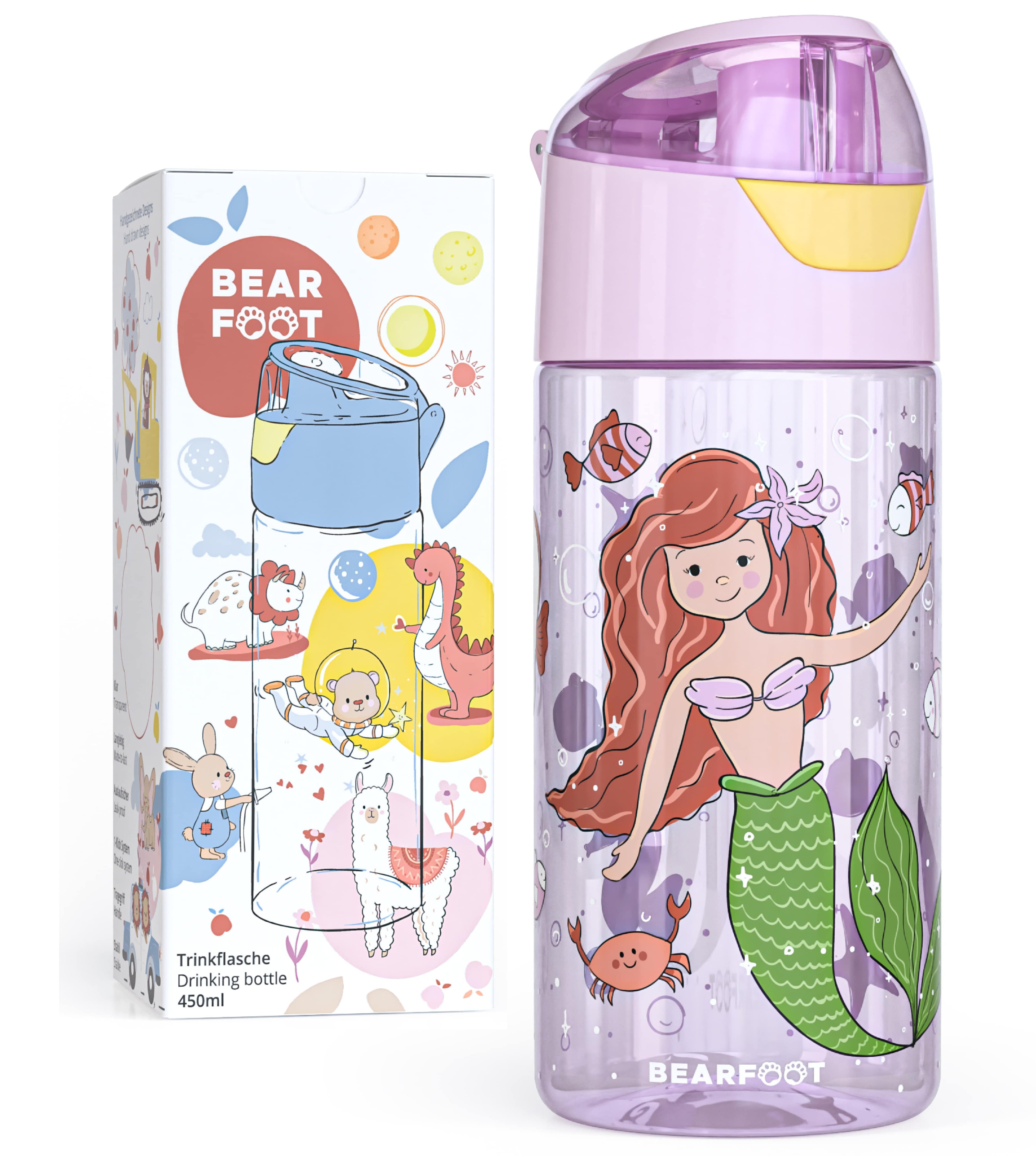 Botella de agua para niños, botella de agua ligera - sirena