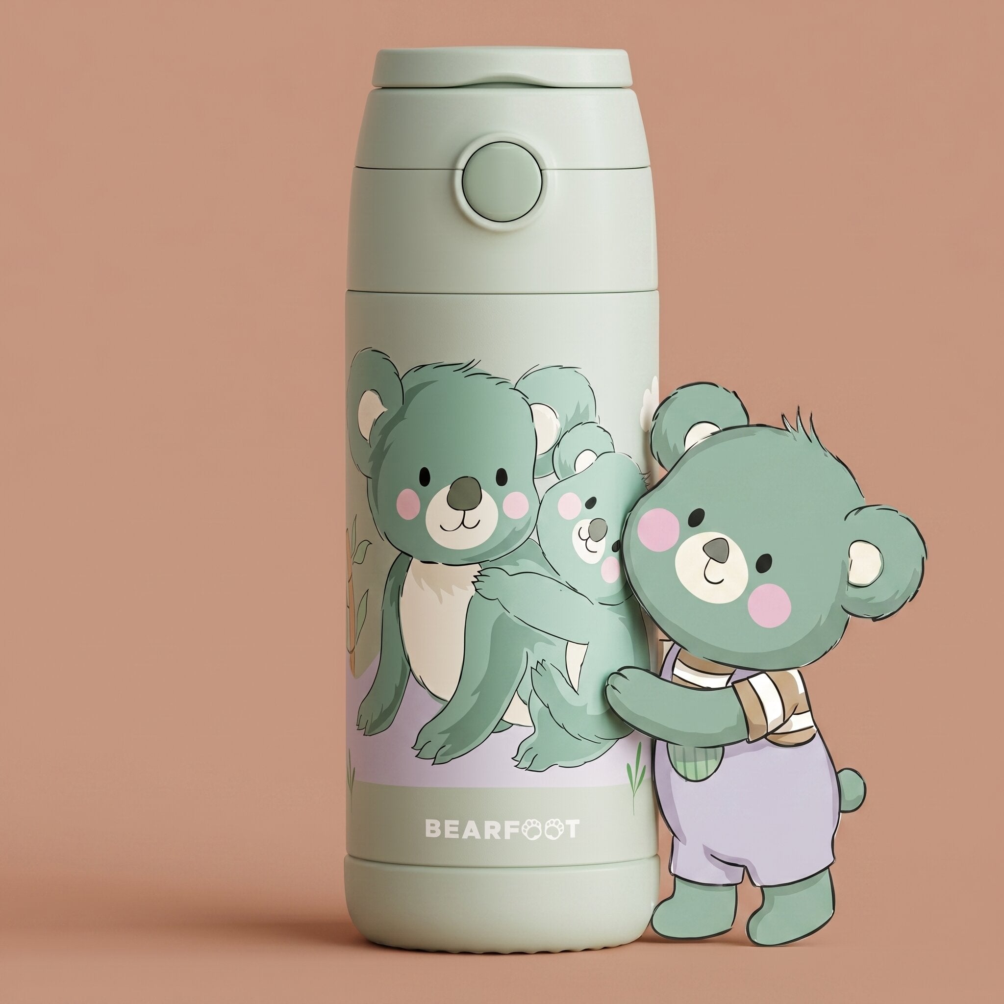 Thermo Kinder Trinkflasche Edelstahl - Koala grün