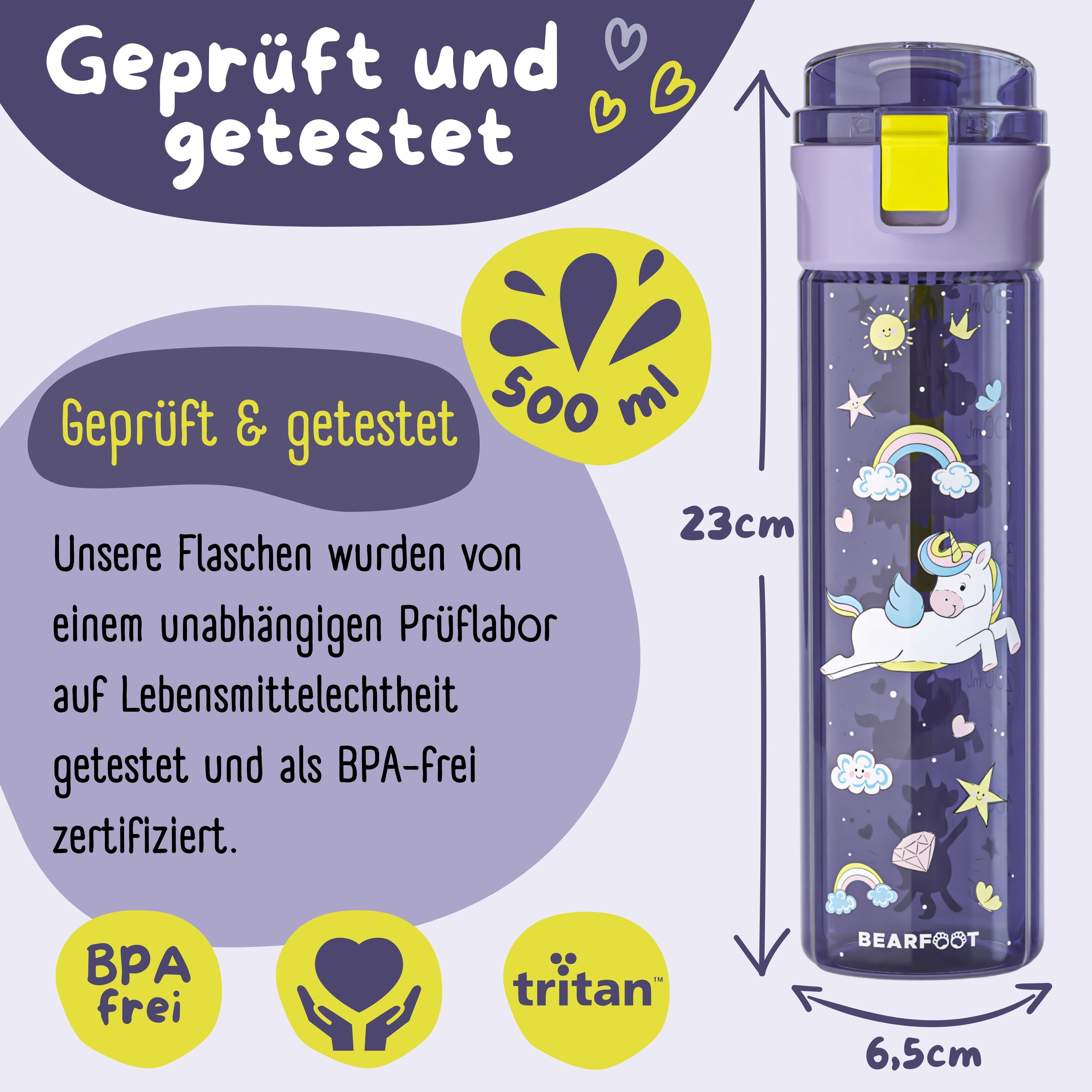Gourde pour enfants, 500 ml, gourde légère - licorne