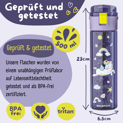 Gourde pour enfants, 500 ml, gourde légère - licorne