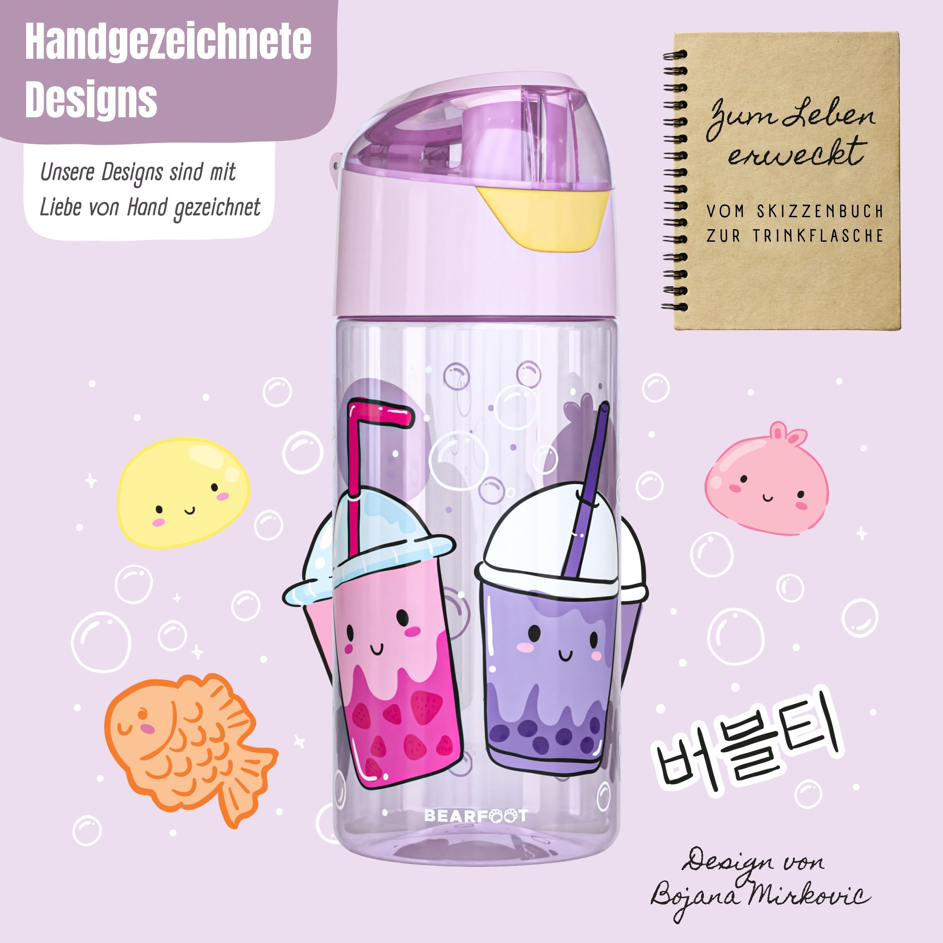 Botella de agua para niños, botella de agua ligera - té de burbujas