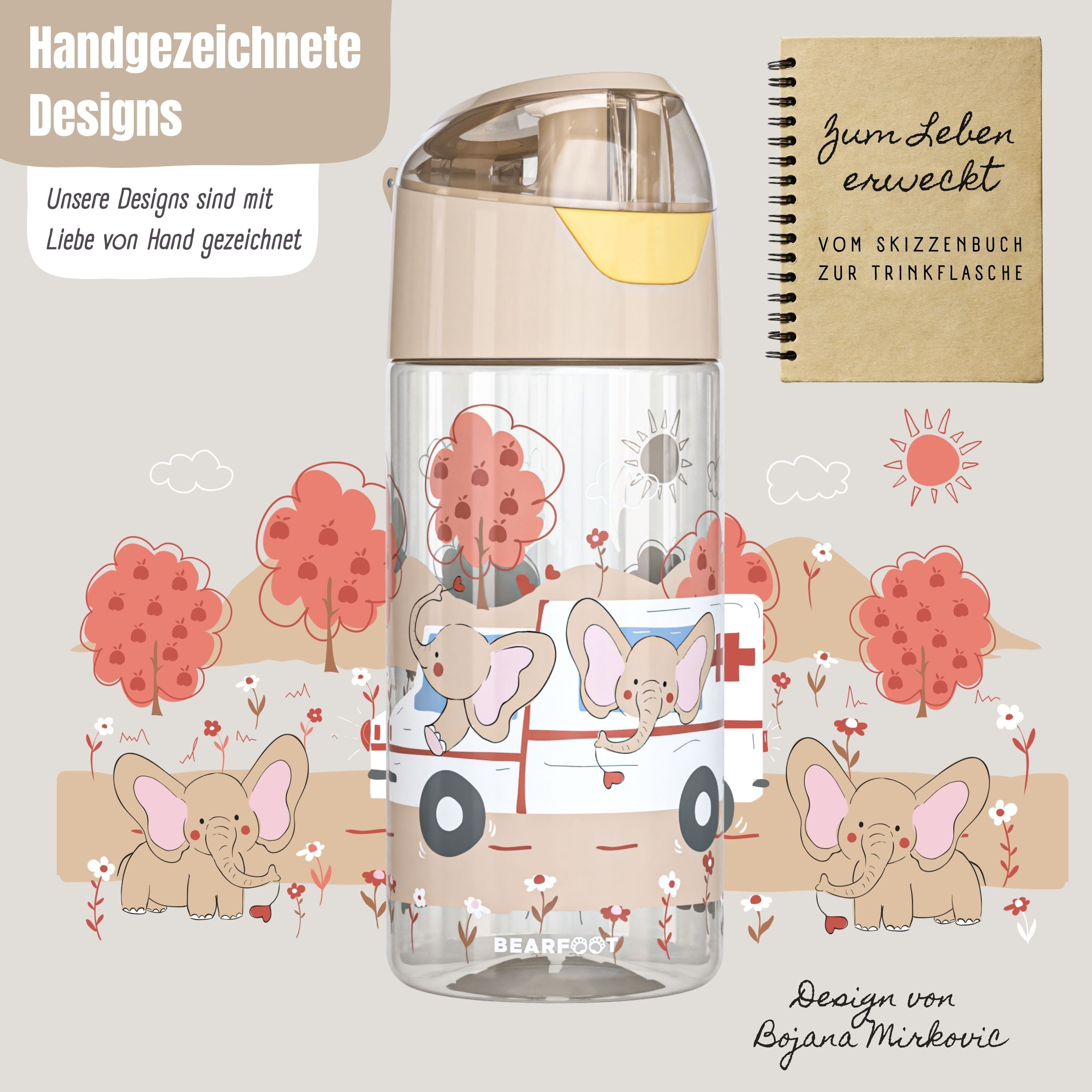 Gourde enfant, gourde légère - éléphants