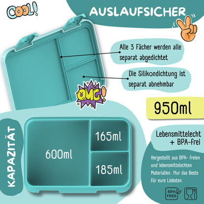 Brotdose mit Fächern, leicht &amp; auslaufsicher - Pinguin