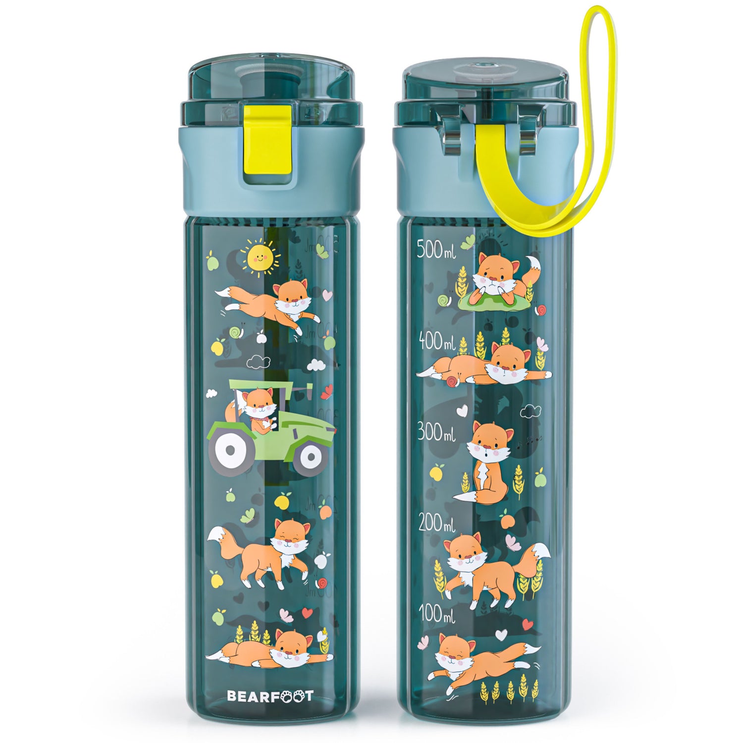 Gourde enfant, 500ml, claire - bleu tracteur