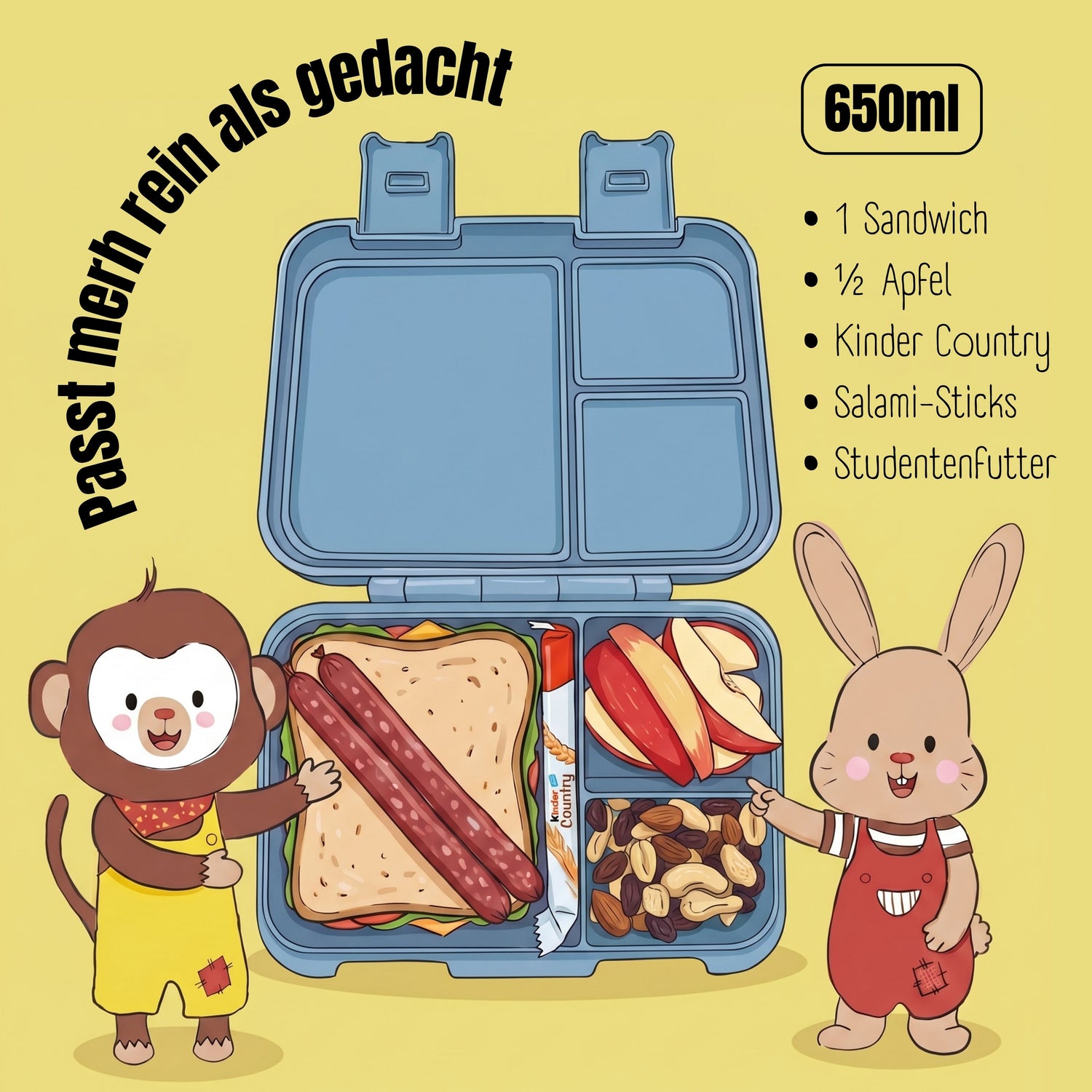 Brotdose mit Fächern, leicht &amp; auslaufsicher - Traktor