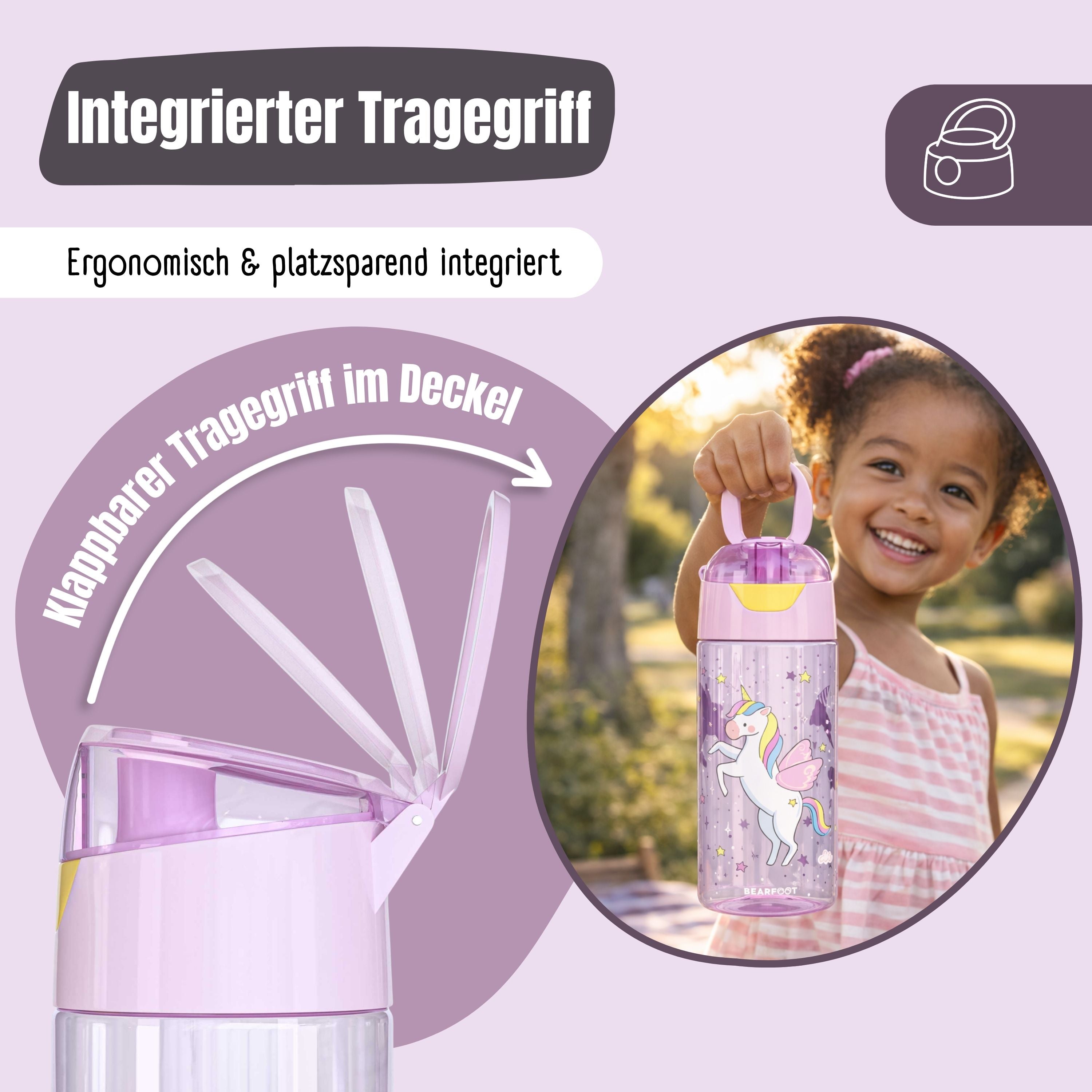 Trinkflasche Kinder, leichte Wasserflasche - Einhorn