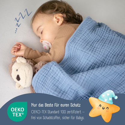 Babydecke Musselin Fleecedecke flauschig weich - blau