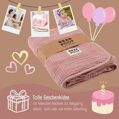 Babydecke Musselin Fleecedecke flauschig weich - rosa