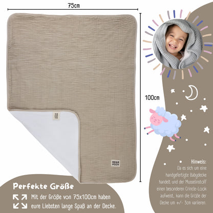 Babydecke Musselin Fleecedecke flauschig weich - braun