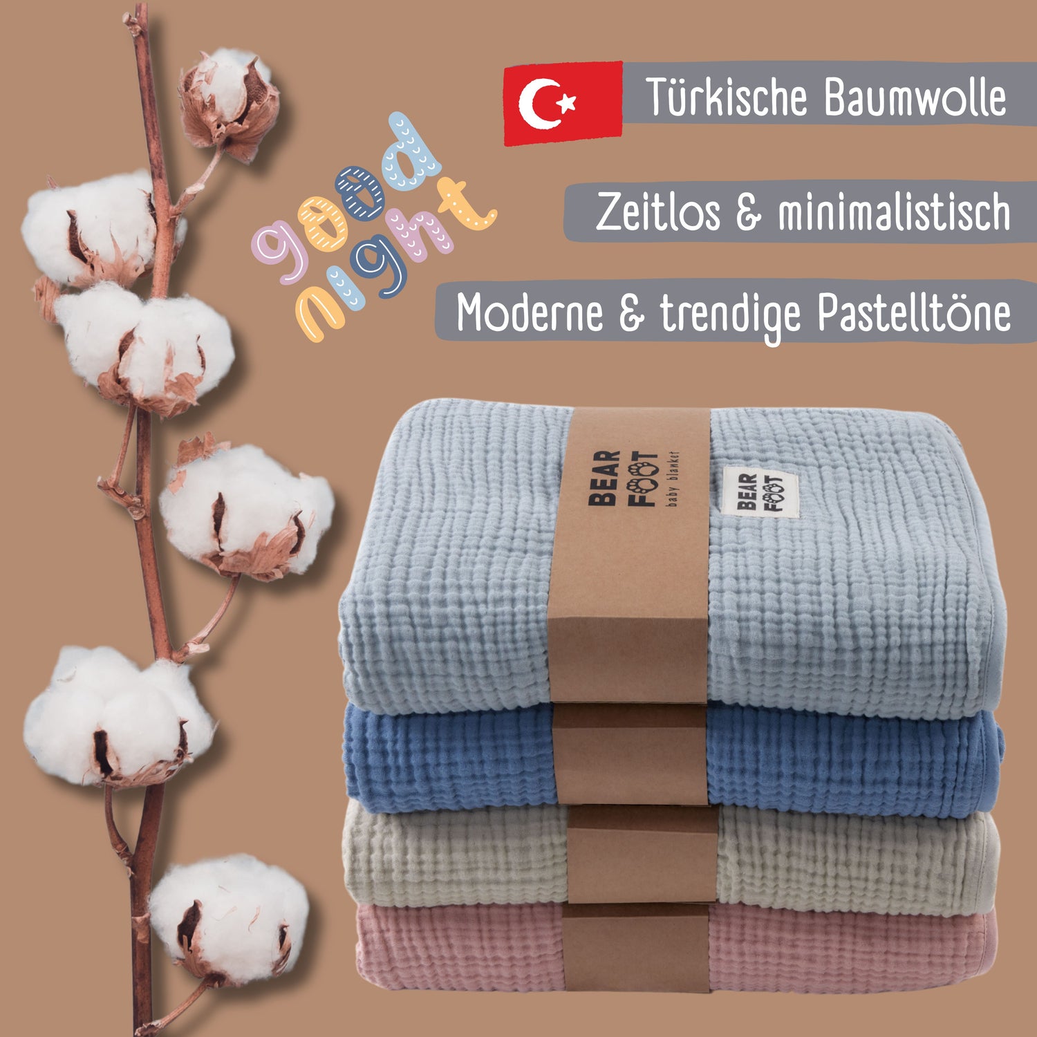 Babydecke Musselin Fleecedecke flauschig weich - grau