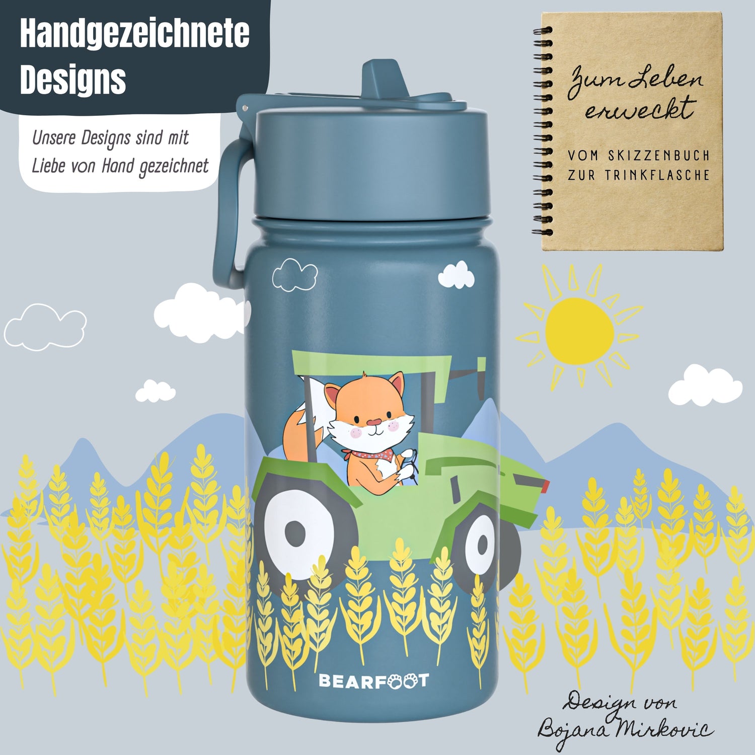 Gourde thermo enfant inox - tracteur