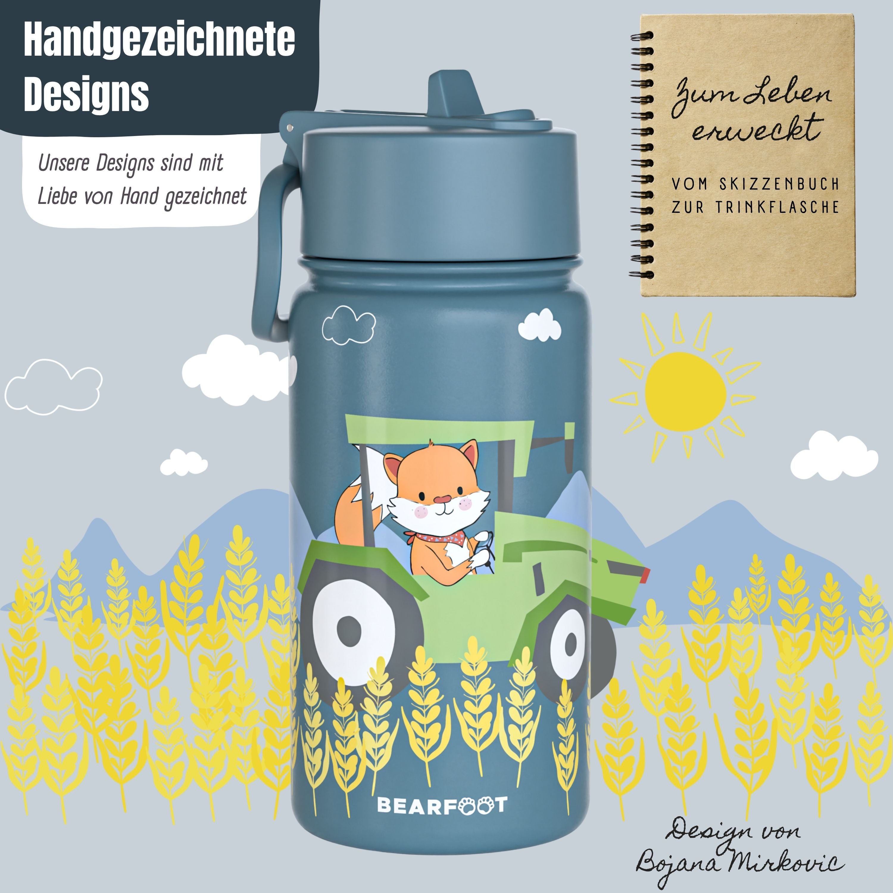 Gourde thermo enfant inox - tracteur