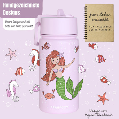 Botella térmica para niños de acero inoxidable - sirena violeta