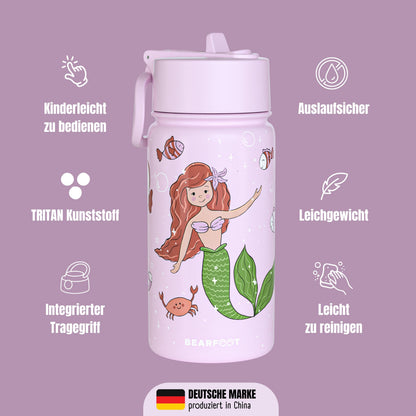 Botella térmica para niños de acero inoxidable - sirena violeta