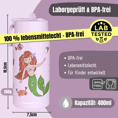 Botella térmica para niños de acero inoxidable - sirena violeta