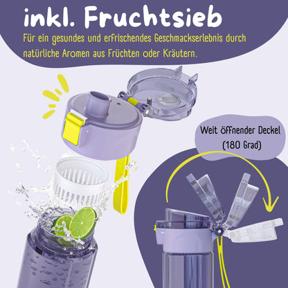 Gourde enfant, 500ml, claire - logo violet