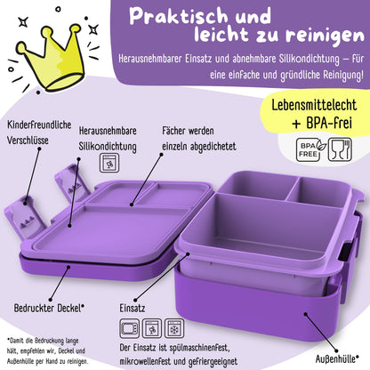 Brotdose mit Fächern, leicht &amp; auslaufsicher - lila