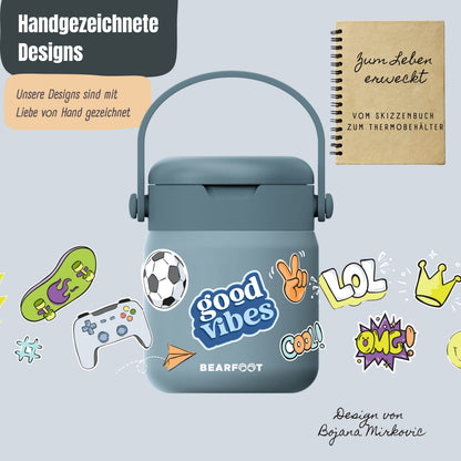 Thermobehälter Kinder Edelstahl - Sticker blau