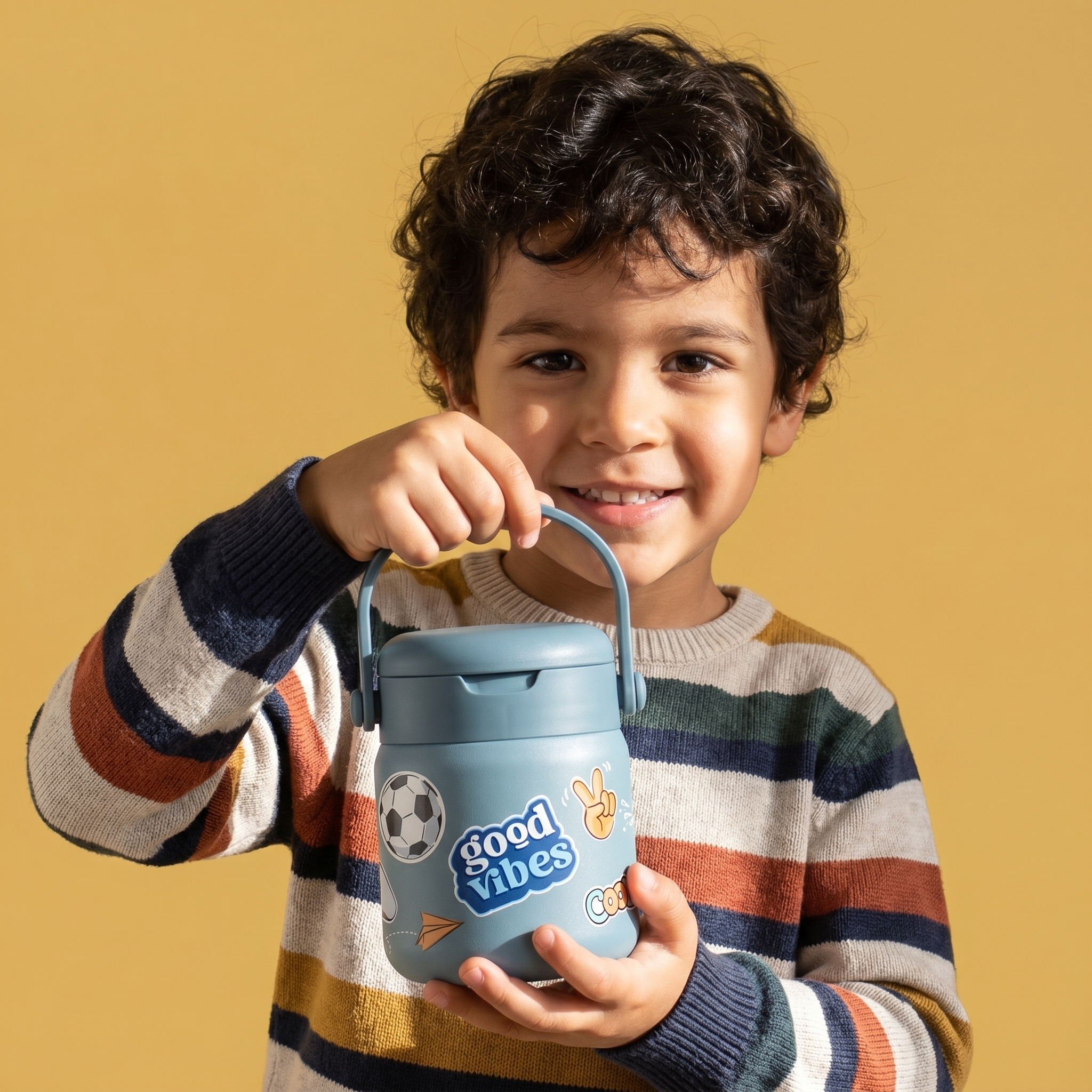 Thermobehälter Kinder Edelstahl - Sticker blau