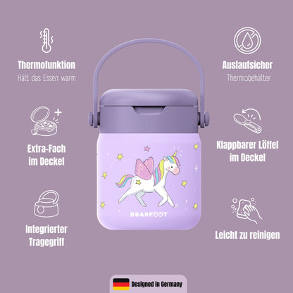 Thermobehälter Kinder Edelstahl - Einhorn lila