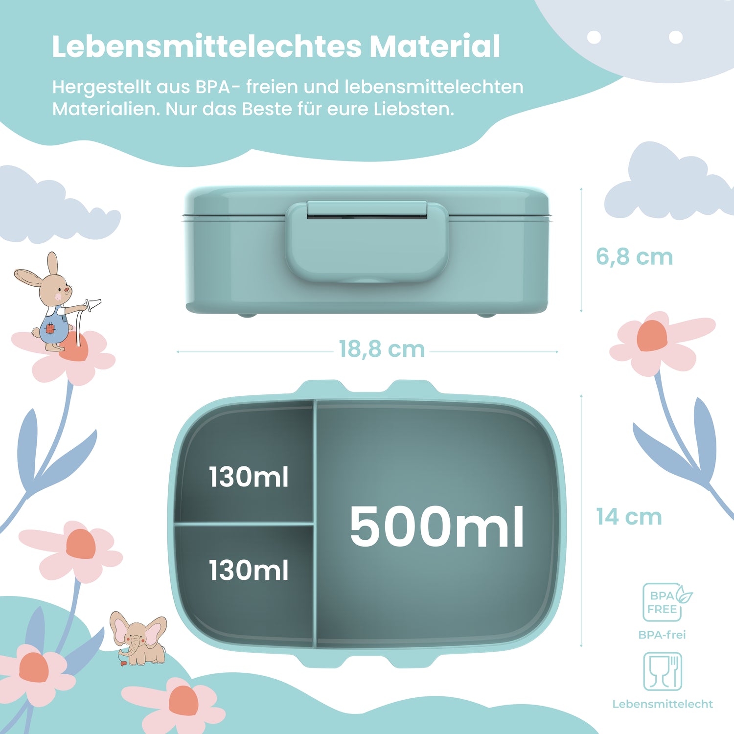 Brotdose Kinder mit Fächern, leicht &amp; auslaufsicher - Delfin