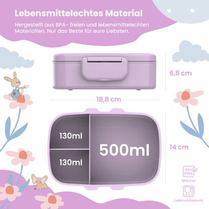 Brotdose Kinder mit Fächern, leicht &amp; auslaufsicher- Einhorn
