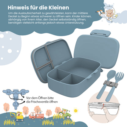 Brotdose Kinder mit Fächern, leicht &amp; auslaufsicher - blau