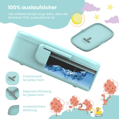 Brotdose Kinder mit Fächern, leicht &amp; auslaufsicher- Pinguin