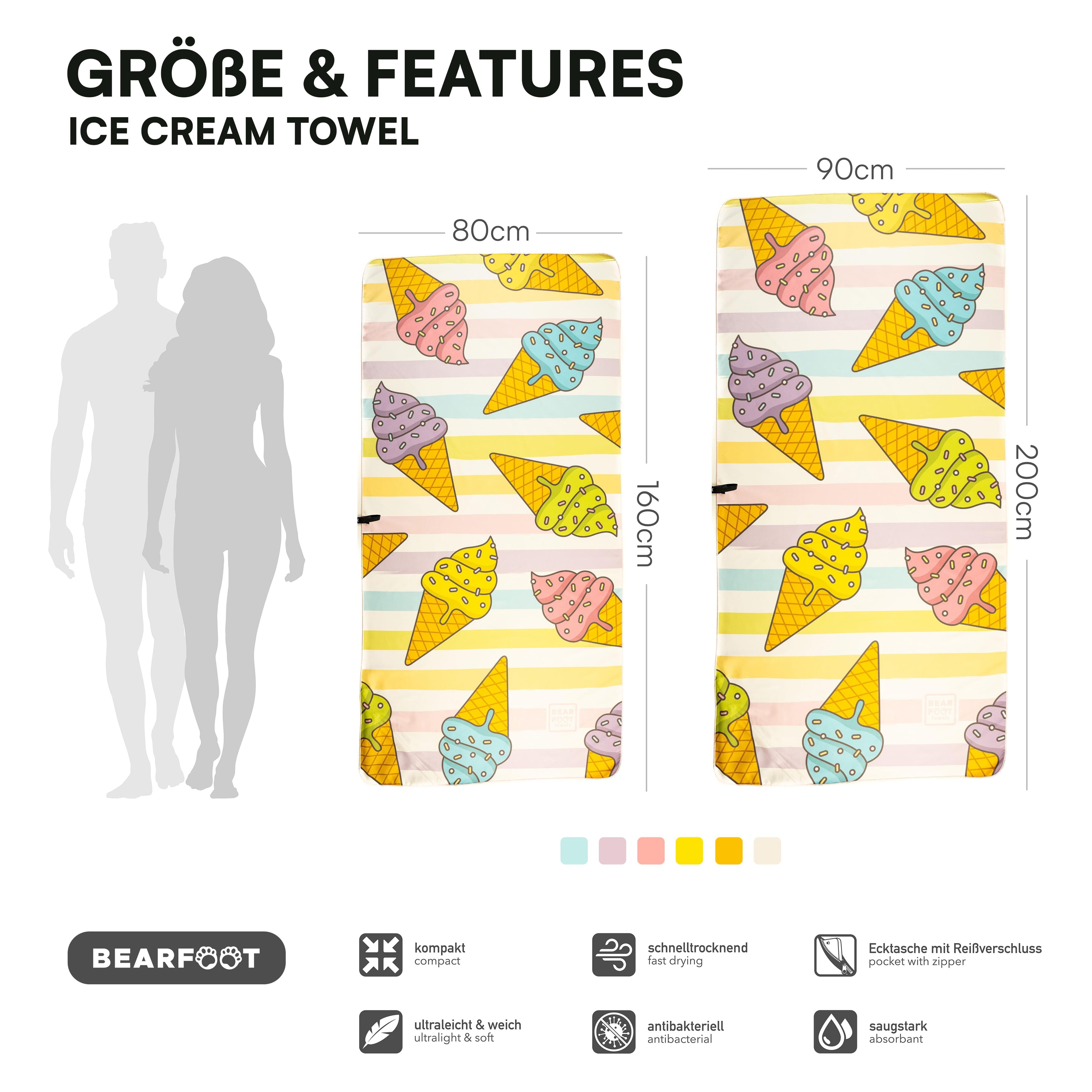 Serviette de Plage Crème Glacée - Microfibre