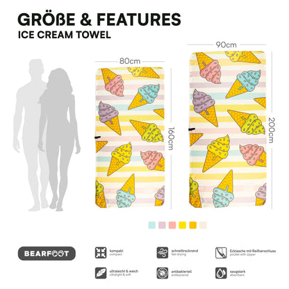 Serviette de Plage Crème Glacée - Microfibre