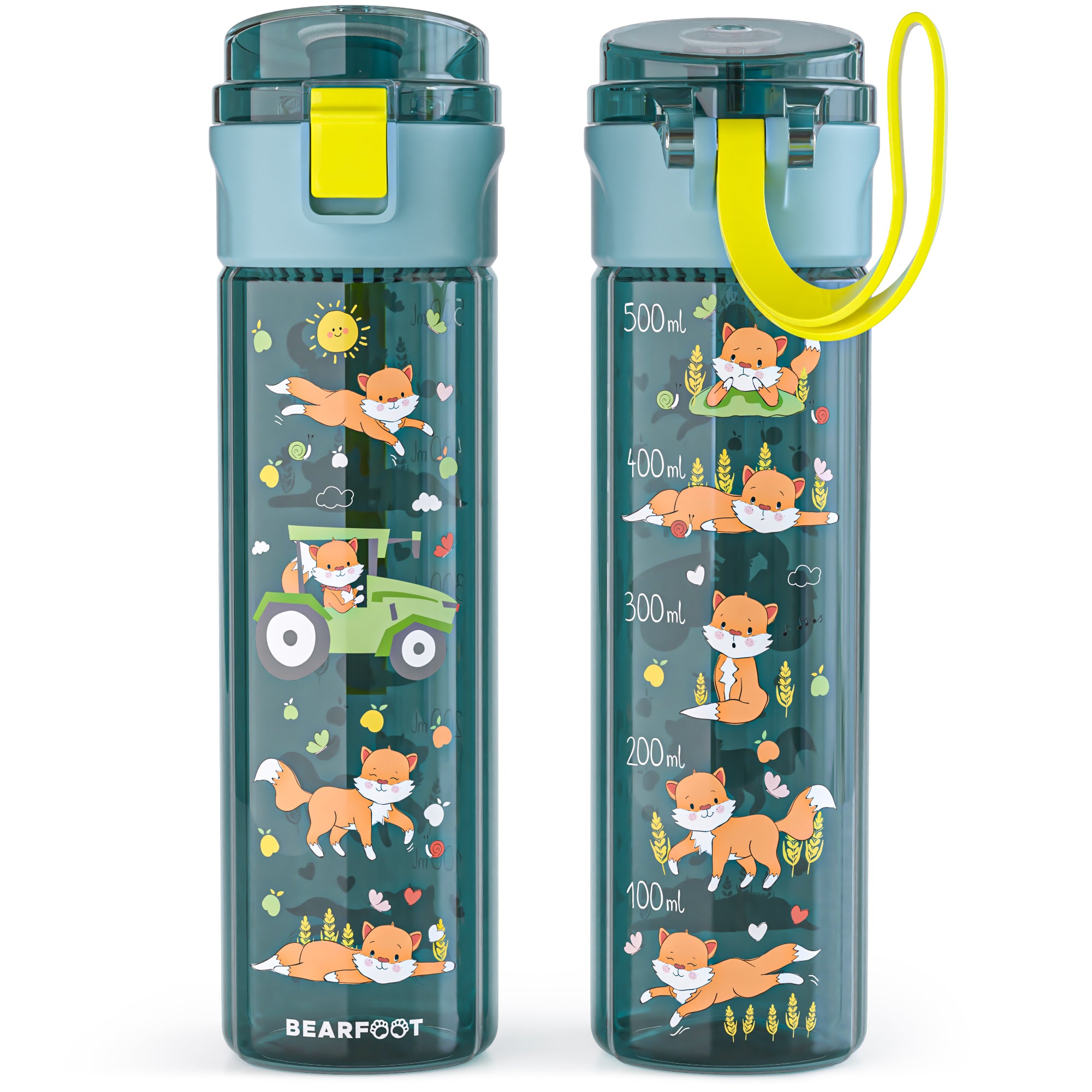 Gourde enfant, 500ml, claire - bleu tracteur