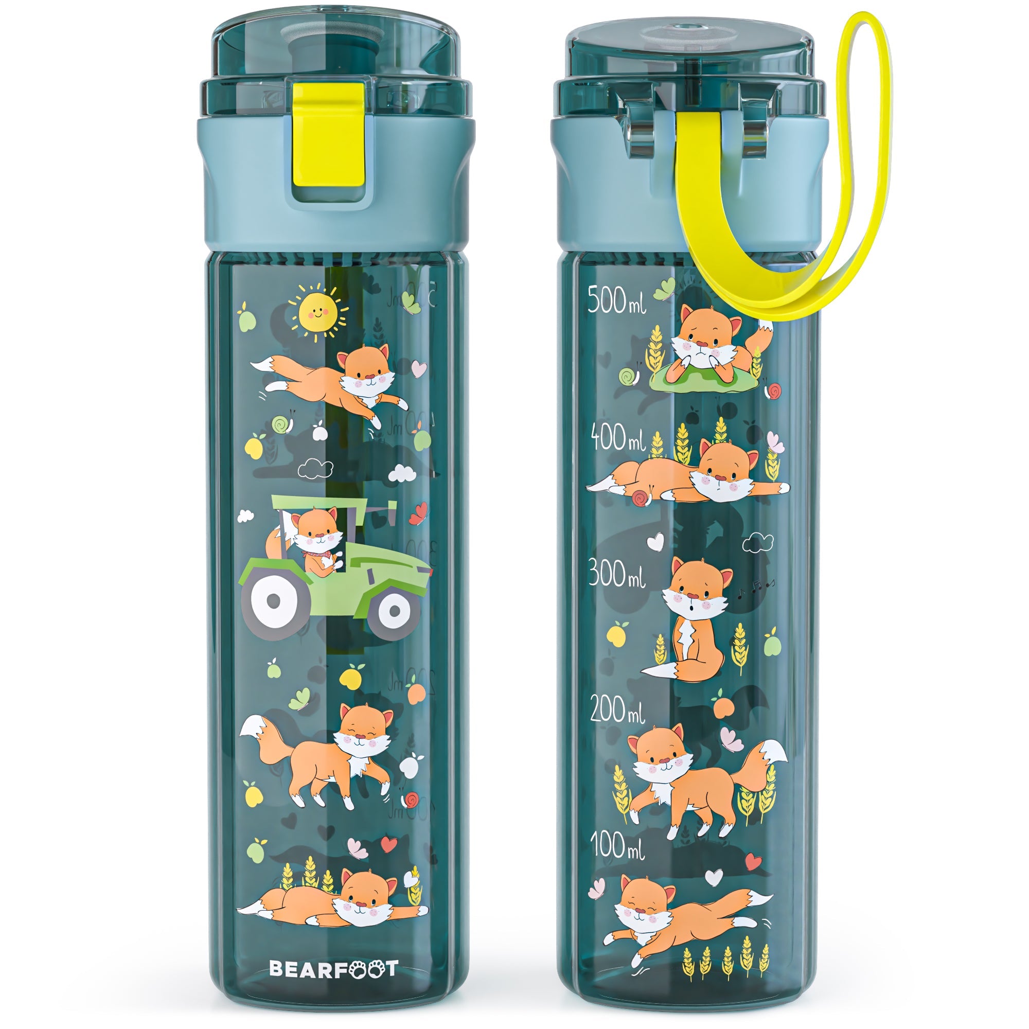 Gourde enfant, 500ml, claire - bleu tracteur