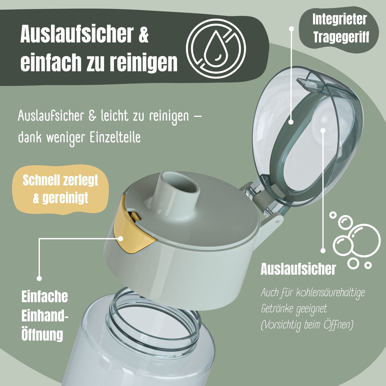 Trinkflasche Kinder, leichte Wasserflasche - Reh sage