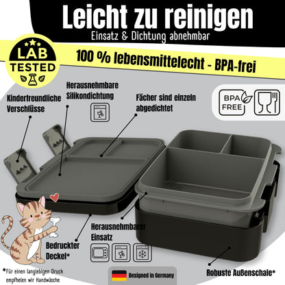 Brotdose mit Fächern, leicht &amp; auslaufsicher - Game schwarz