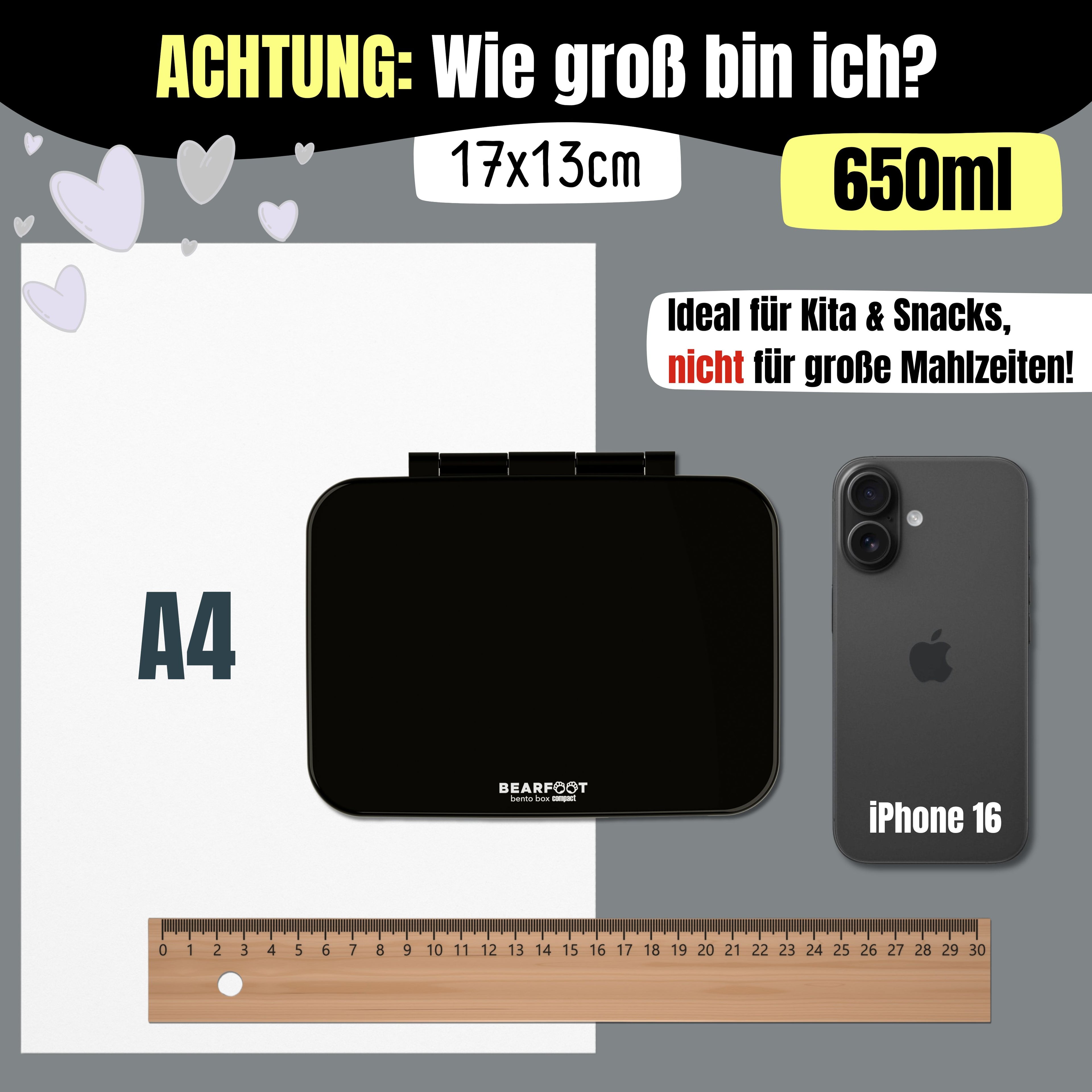 Brotdose mit Fächern, leicht &amp; auslaufsicher - schwarz