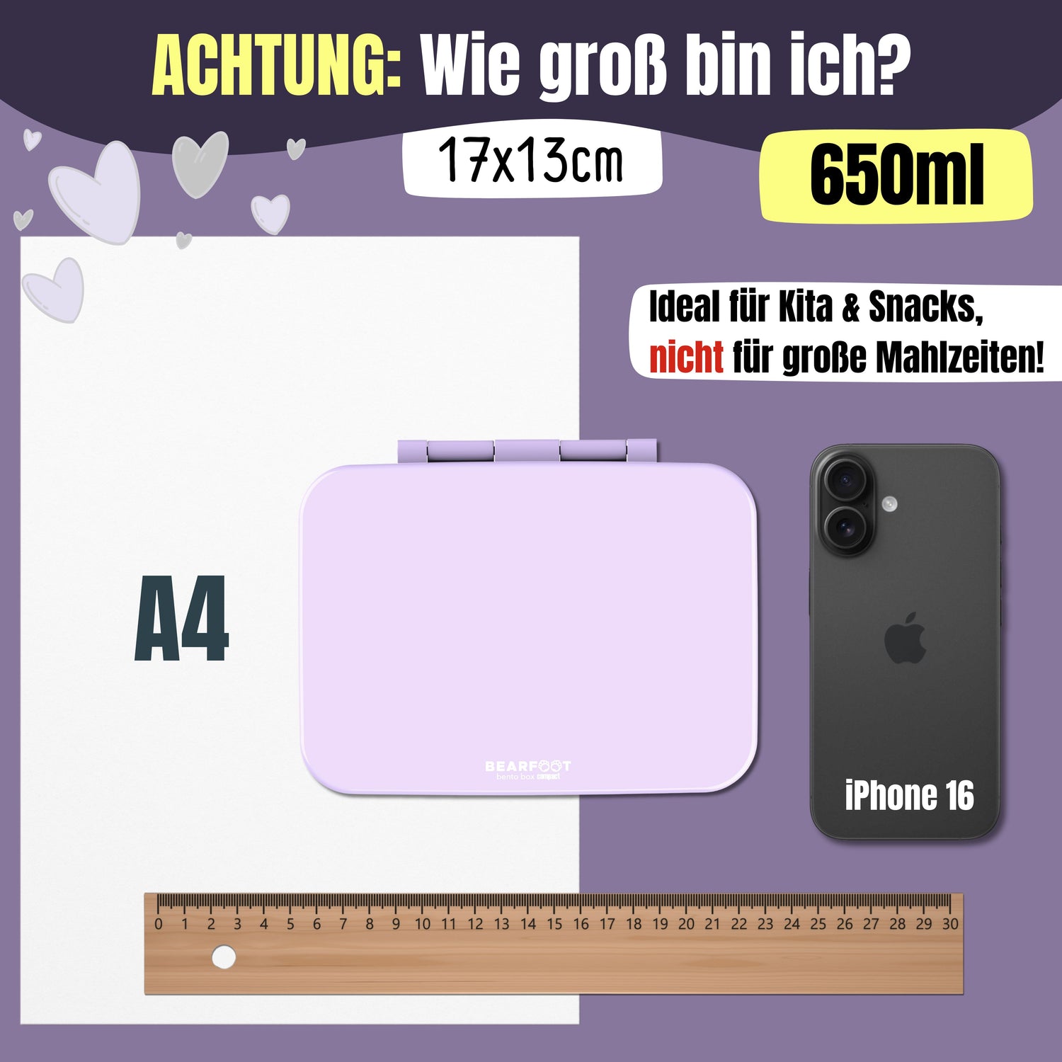 Brotdose mit Fächern, leicht &amp; auslaufsicher - lila