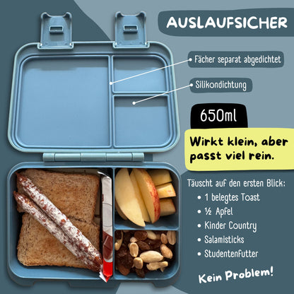 Brotdose mit Fächern, leicht &amp; auslaufsicher - Bagger blau